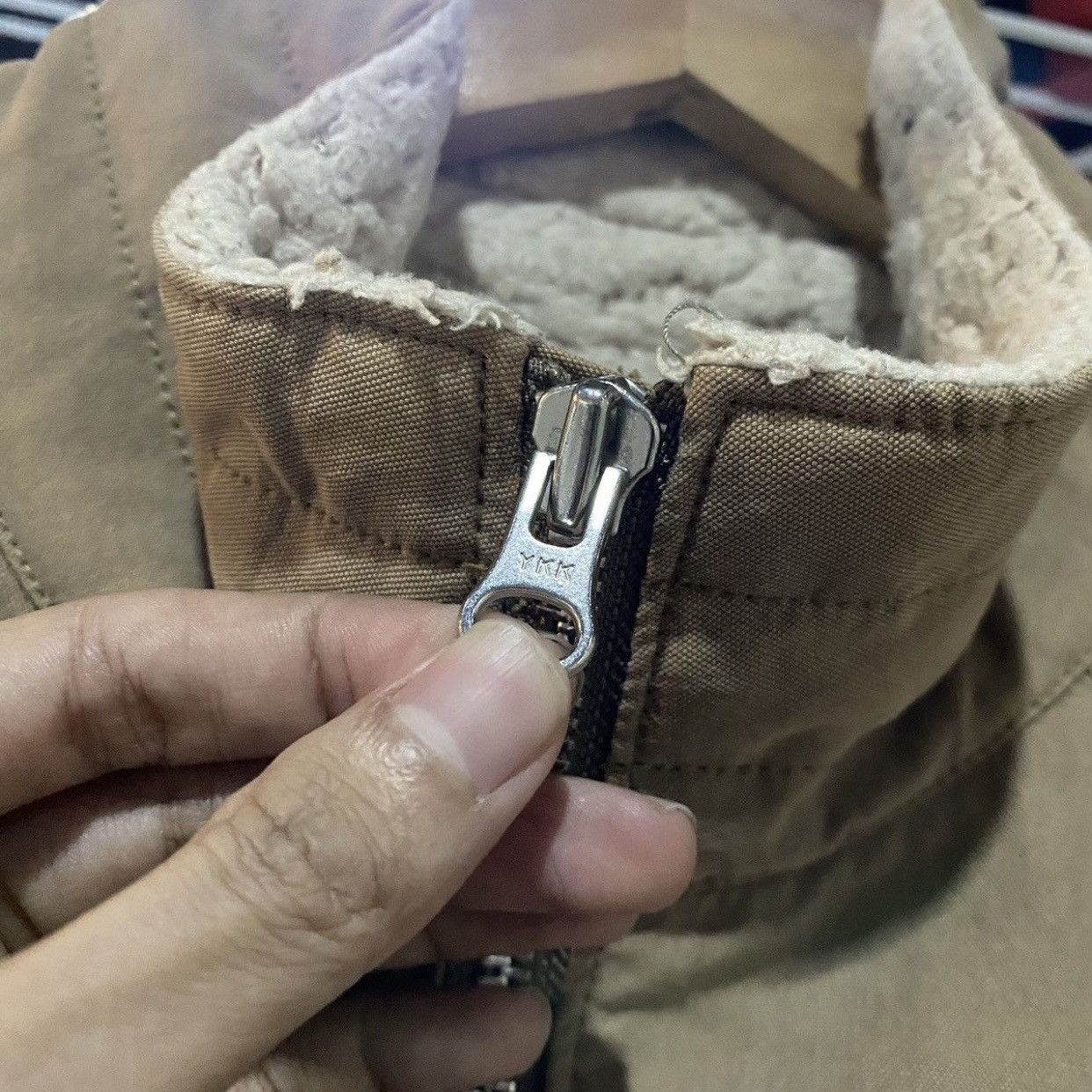 Japanese Brand Private Brand AG High Neck Sherpa Lined Bomber Jacket Khaki Size US L / EU 52-54 / 3 - 9 Thumbnail