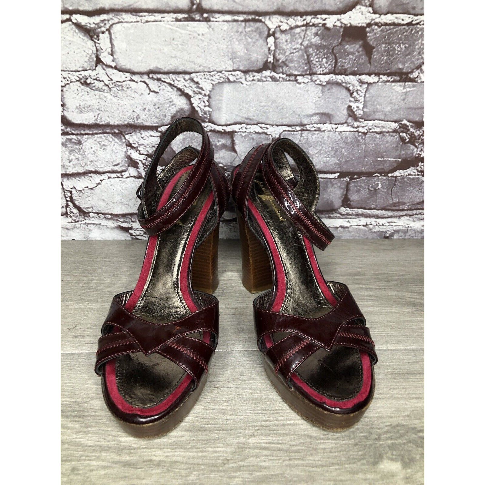 7 For All Mankind 7 Seven For All Mankind Purple Patent Platform Sandals Heels Size US 6.5 / IT 36.5 - 16 Thumbnail