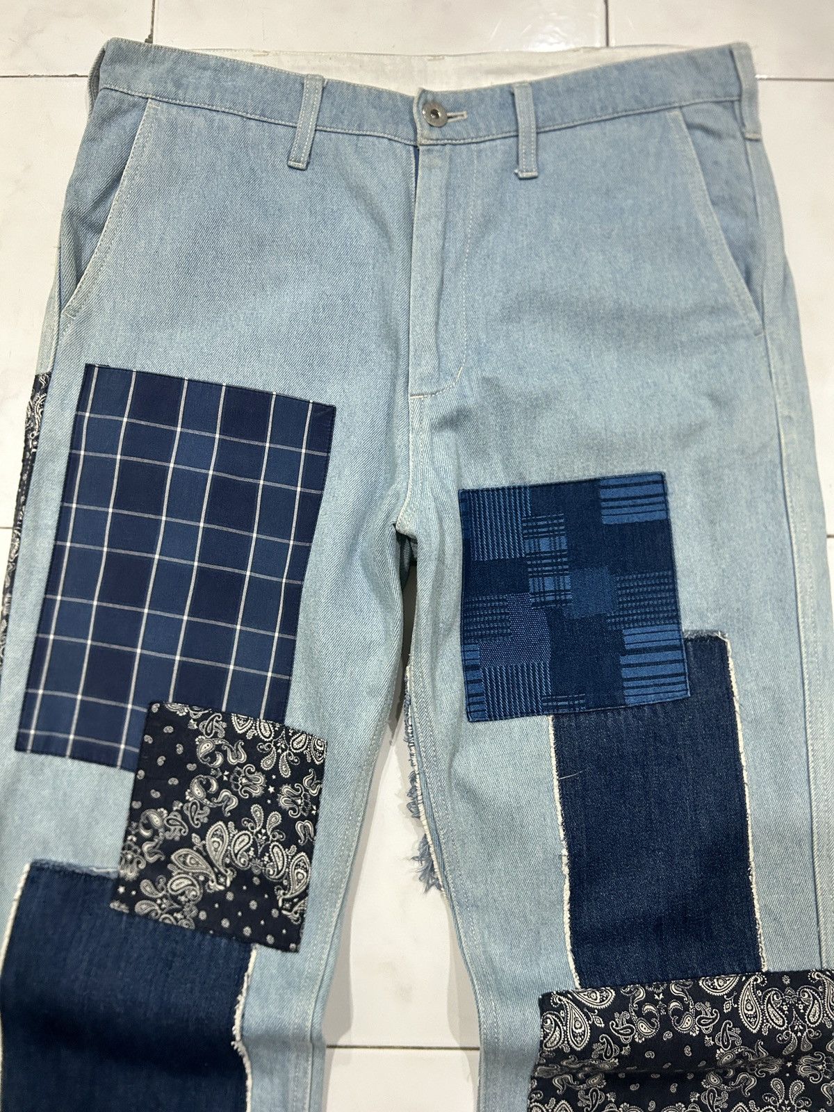 Japanese Brand Y2K Niko And Unstudied Patchwork Sashiko Bandana Jeans Size US 32 / EU 48 - 2 Thumbnail