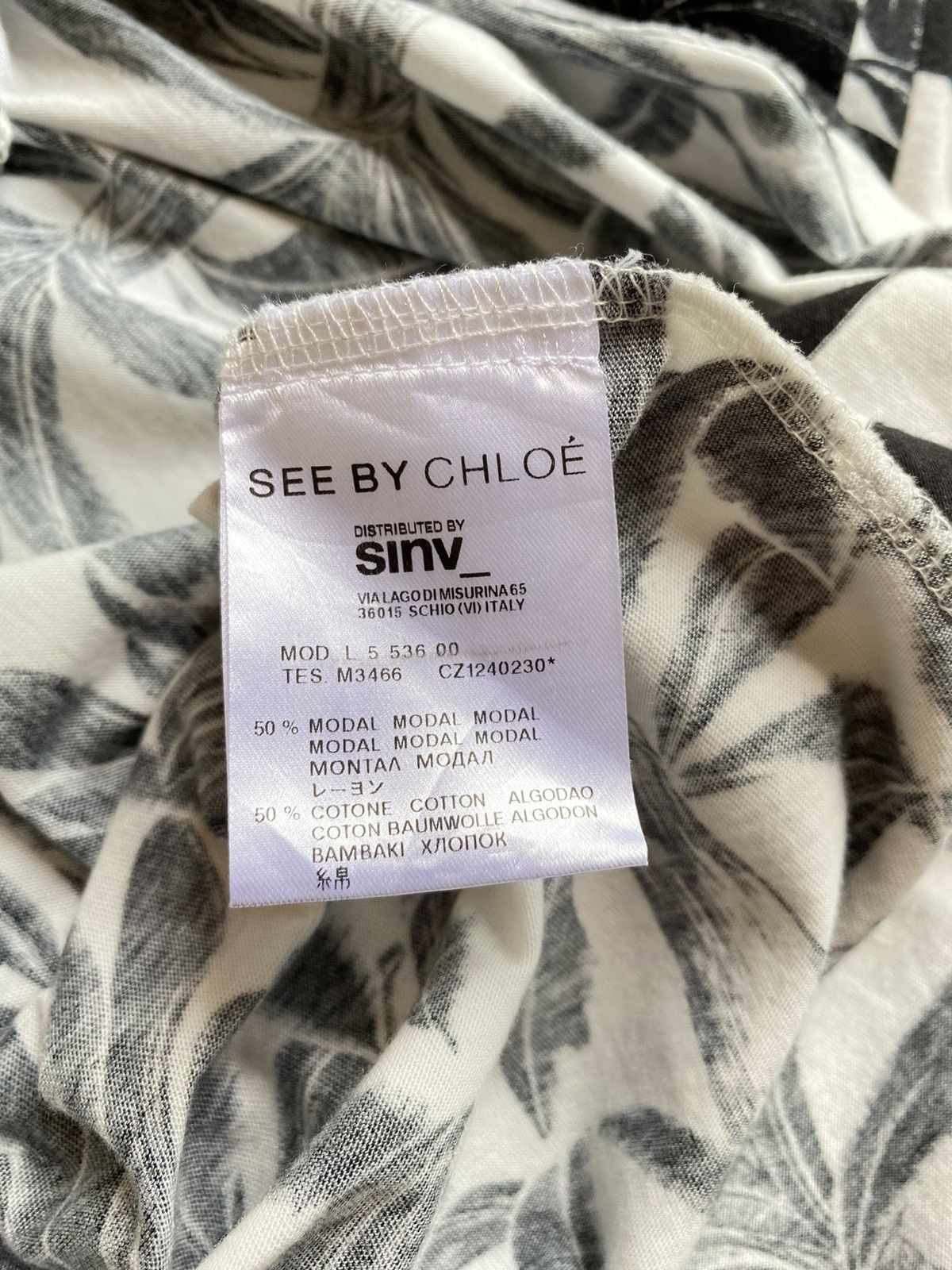 Chloe See By Chloé Black & White Striped Palm Print Dress Size XS / US 0-2 / IT 36-38 - 7 Thumbnail