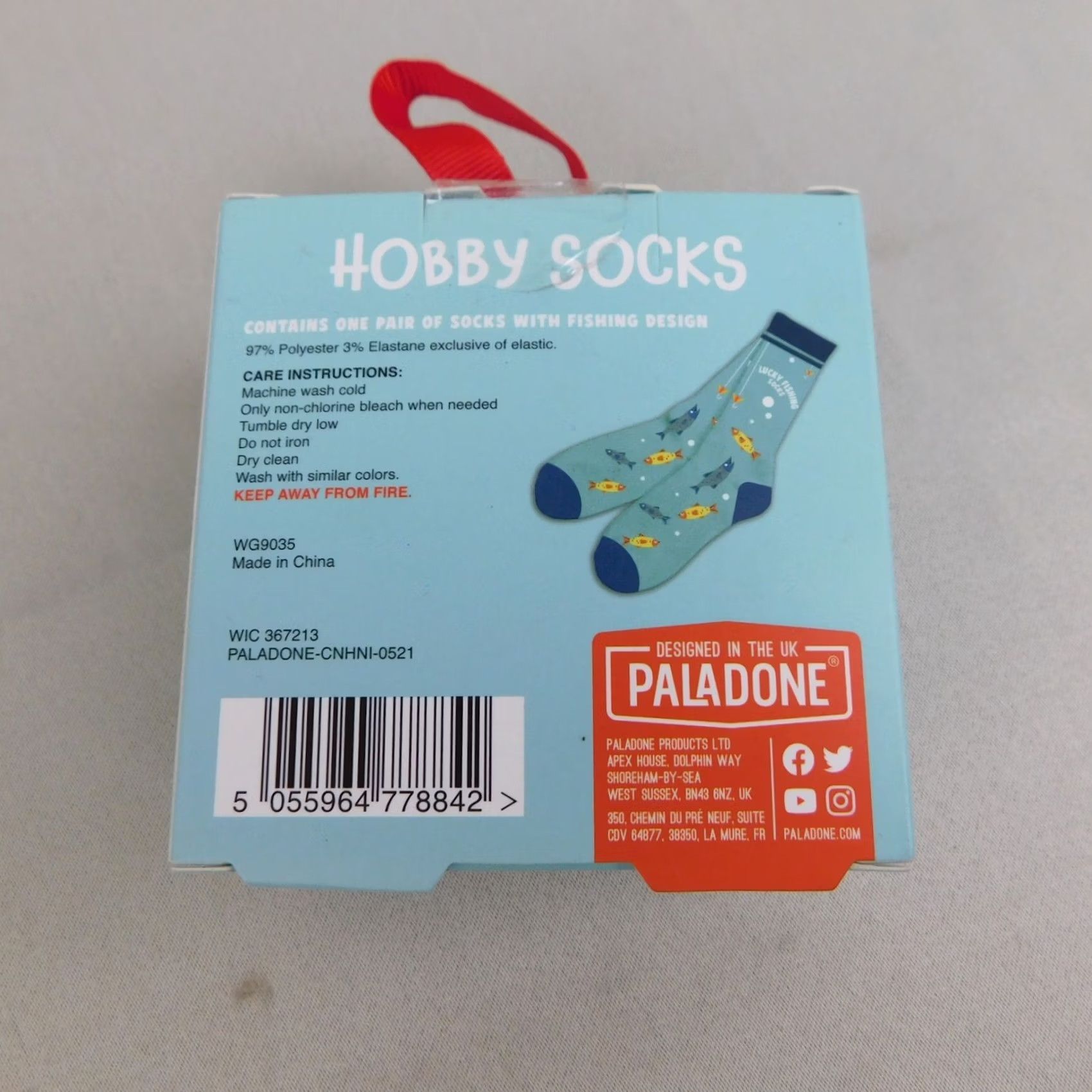 Vintage Paladone Men's Socks 9-11.5 Mid Calf Stocking Stuffer Ornament Box Blue Fish Novelty Socks Size ONE SIZE - 5 Thumbnail