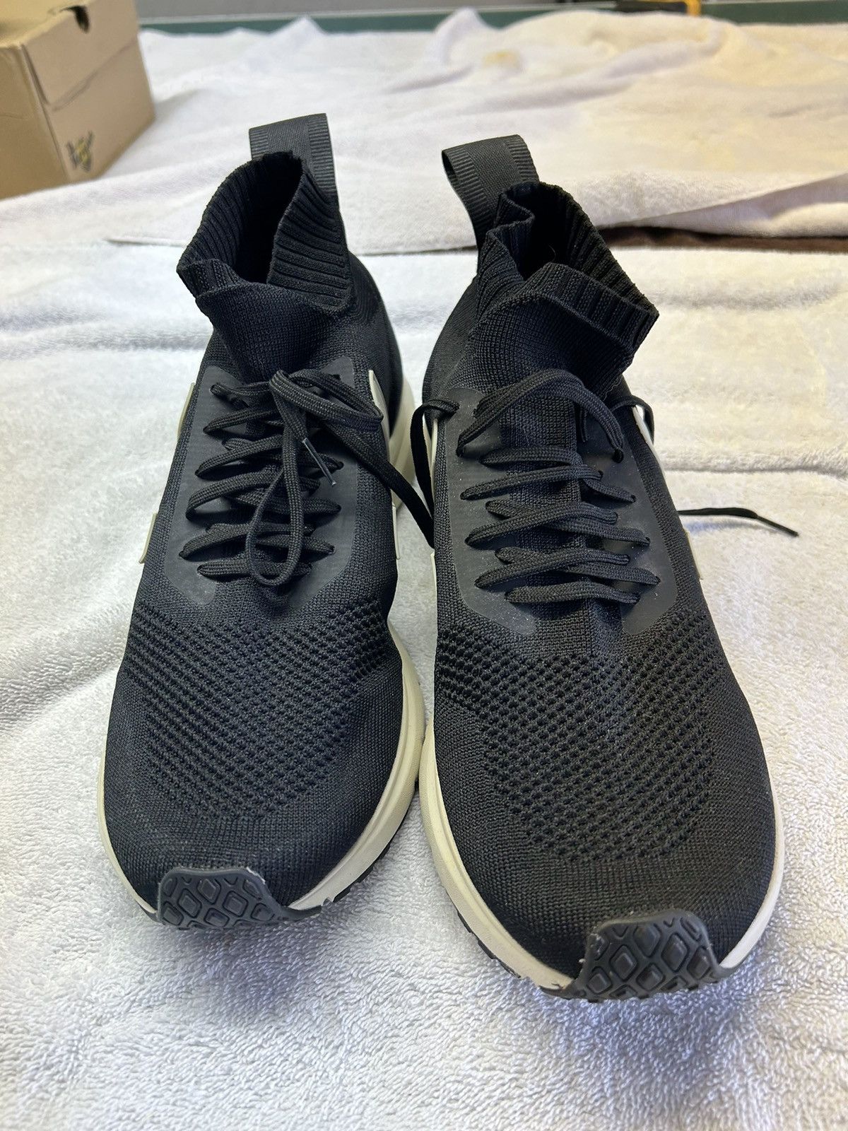 image of Rick Owen’S X Veja Black Knit Sneakers Size 11 Us, Men's