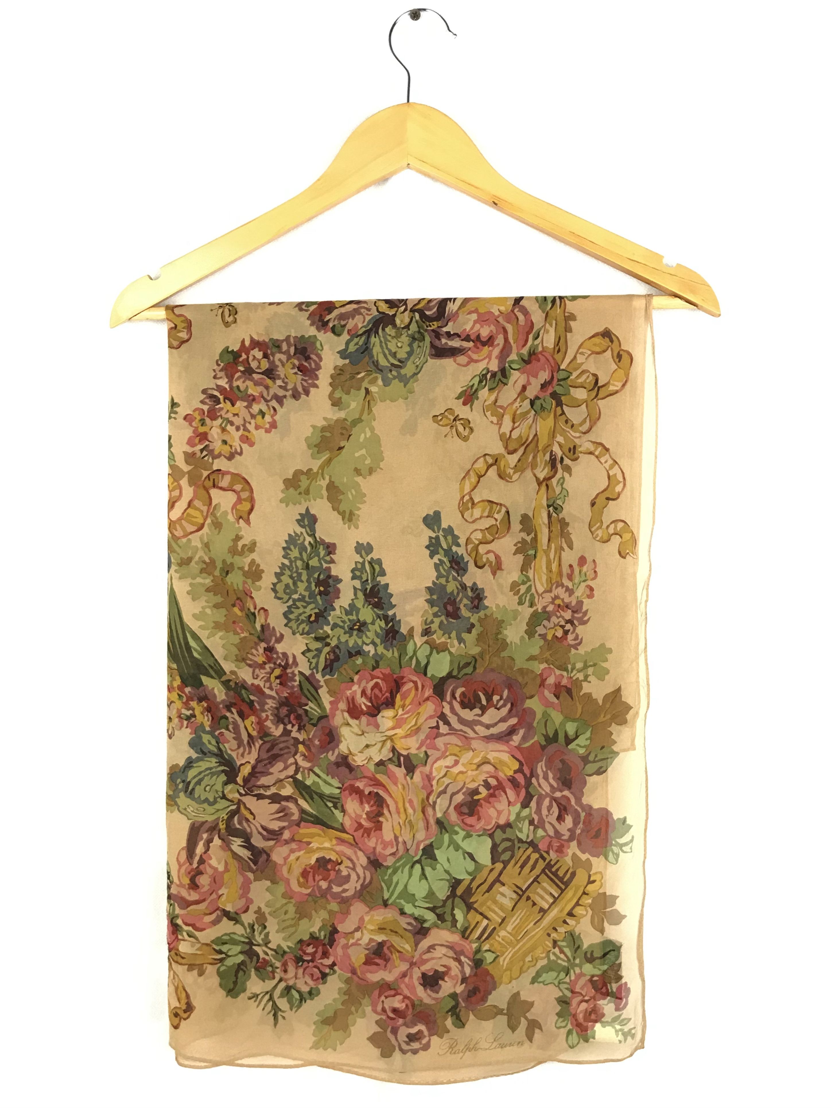 Ralph Lauren RL604 Vintage Ralph Lauren Silk Scarf Shawl Designer Scarf Size ONE SIZE - 2 Thumbnail