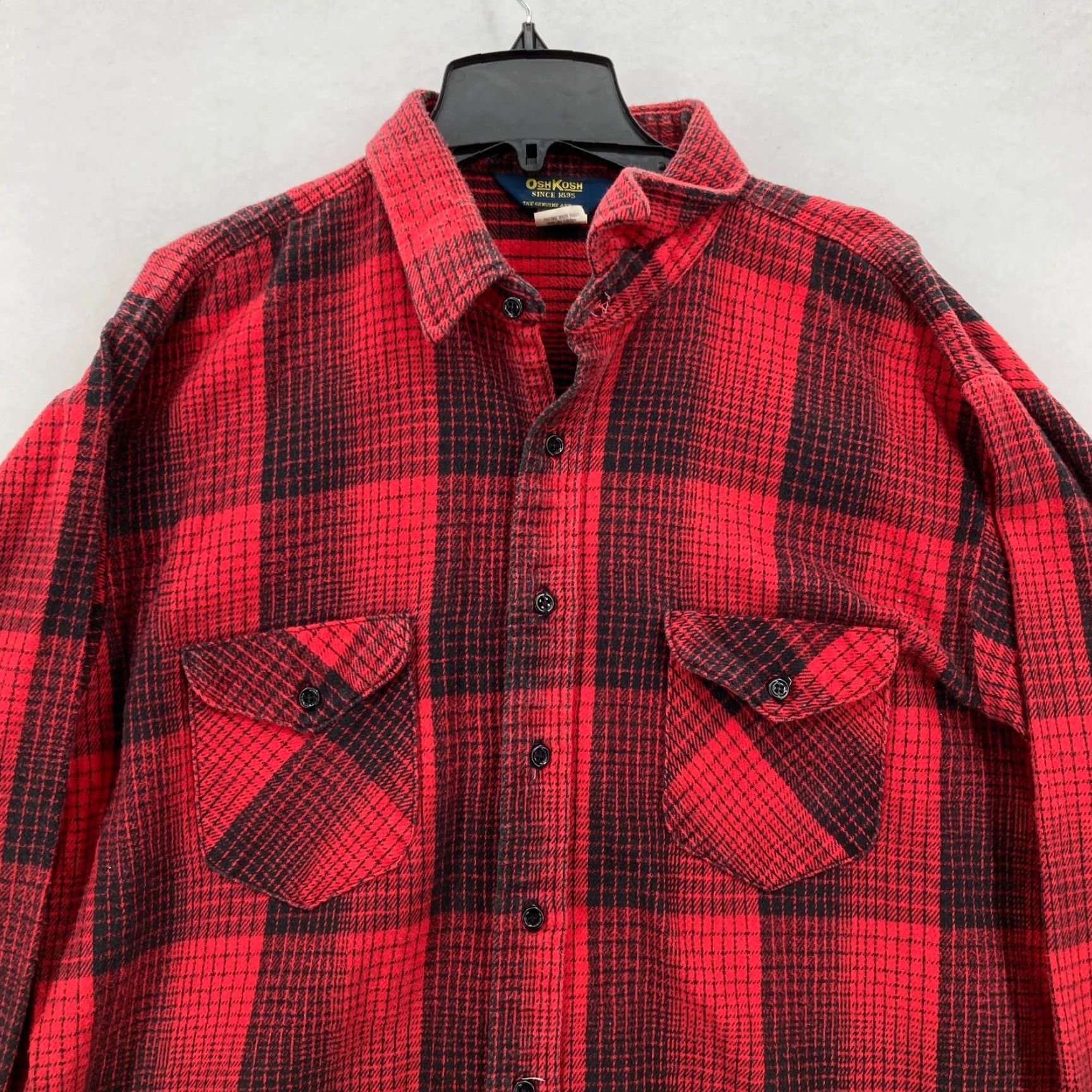 Vintage VINTAGE OshKosh B'gosh Flannel Shirt Mens 2XL Big Red Plaid Button Front Pockets Size US XXL / EU 58 / 5 - 2 Thumbnail