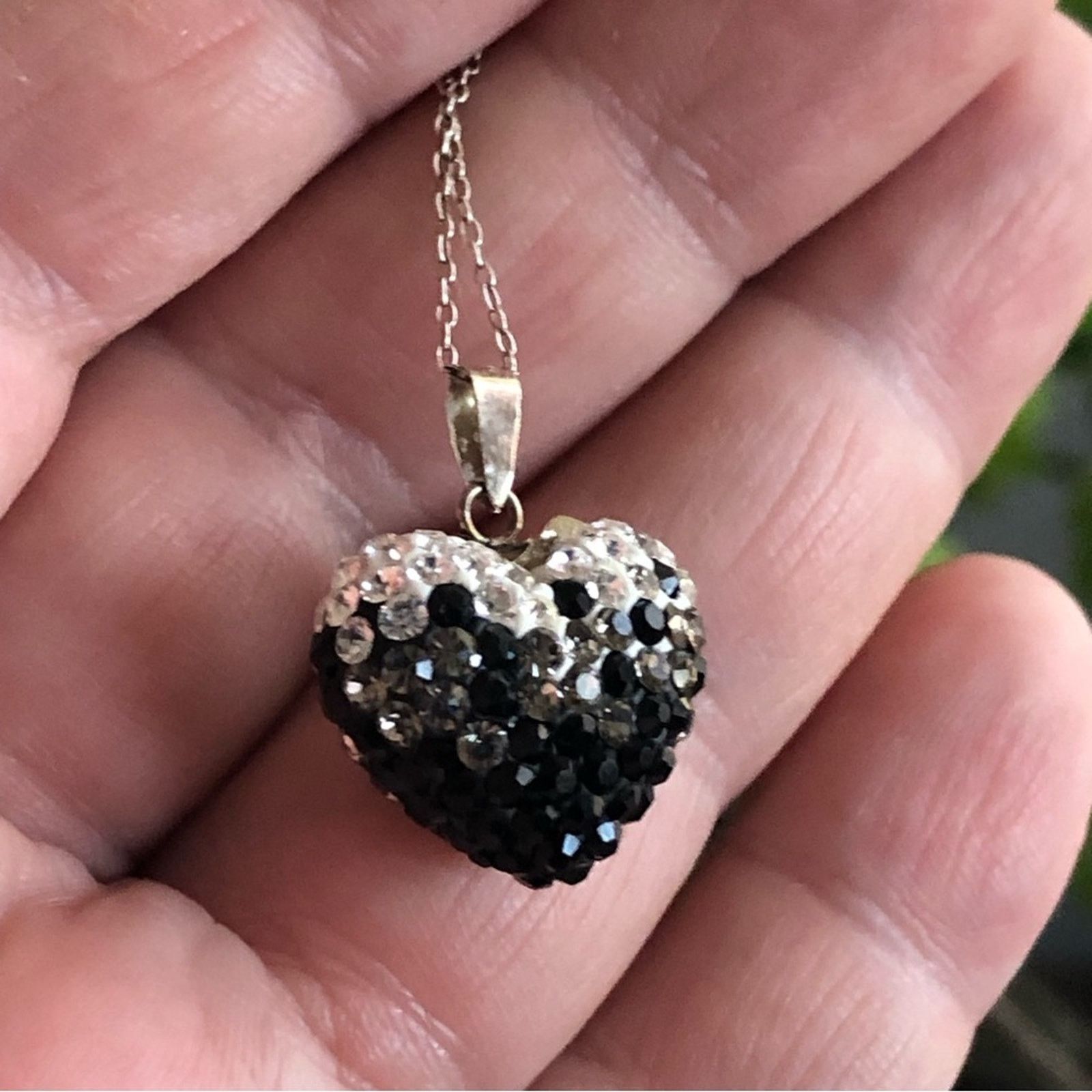 Jewelry Italy 925 sterling silver crystal covered heart necklace Size ONE SIZE - 2 Thumbnail