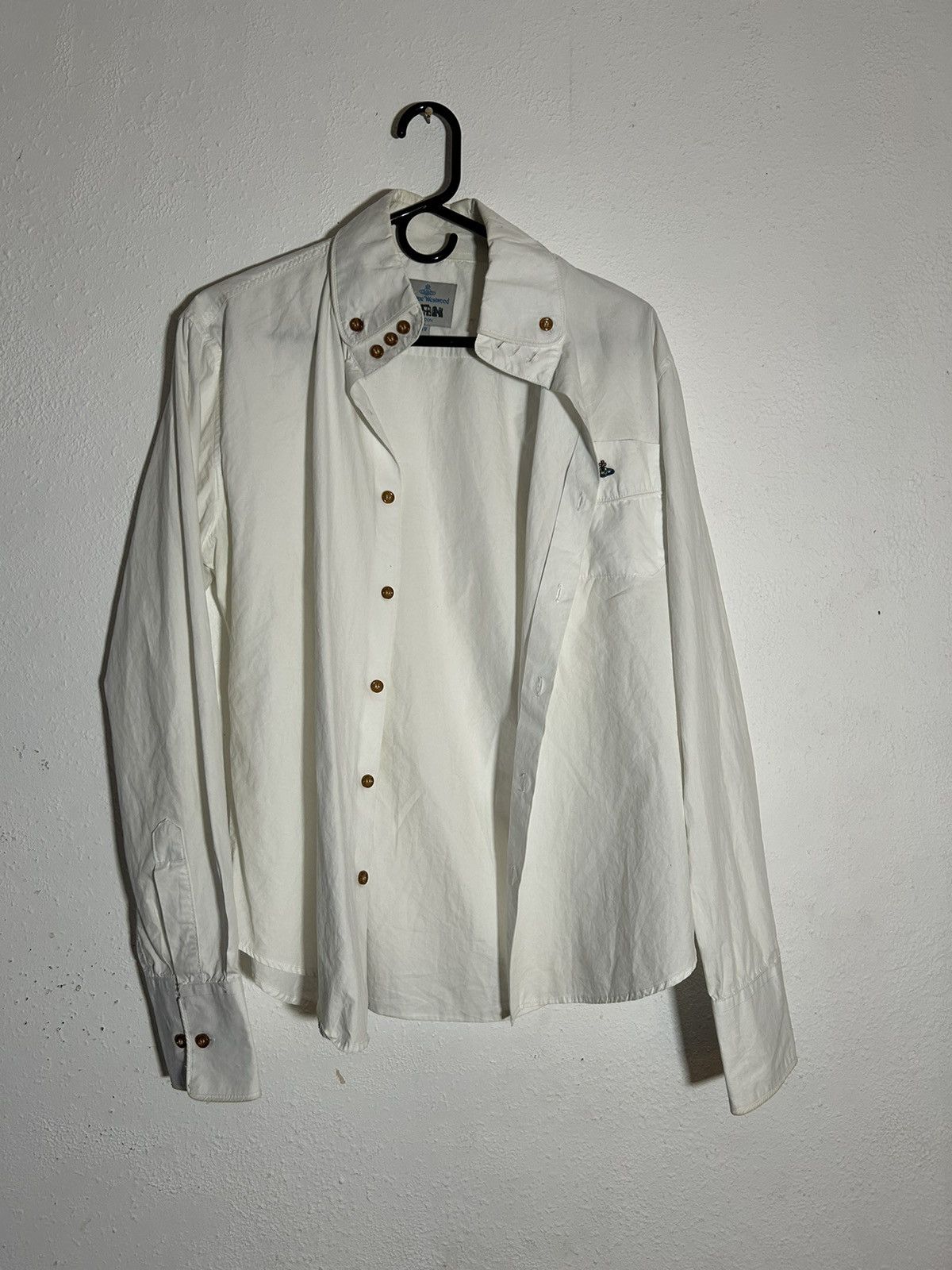 image of Vivienne Westwood White Button Up Shirt, Men's (Size Medium)