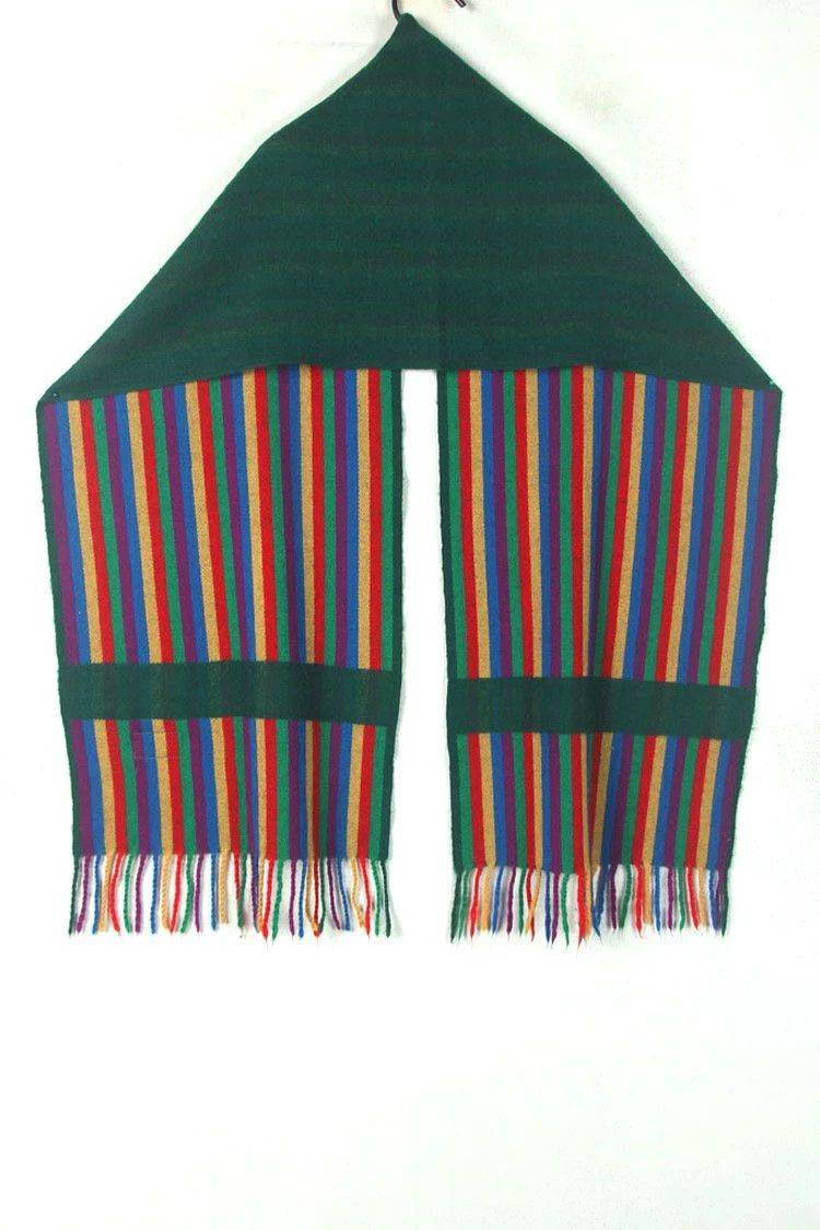 Kenzo KENZO Rainbow striped dark green wool scarf Size ONE SIZE - 5 Thumbnail