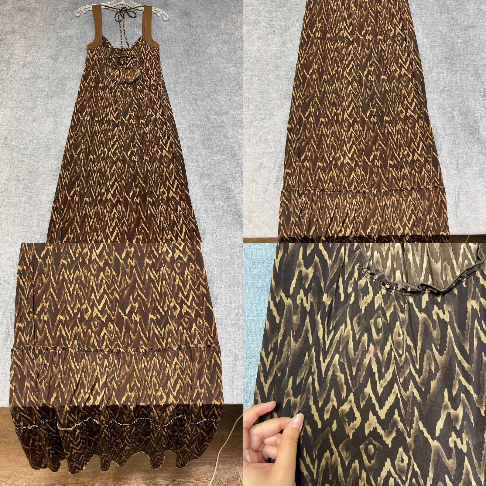 Guess Guess Maxi Dress Womens Medium Brown All Over Print Beach Wear Keyhole Back Size M / US 6-8 / IT 42-44 - 11 Thumbnail
