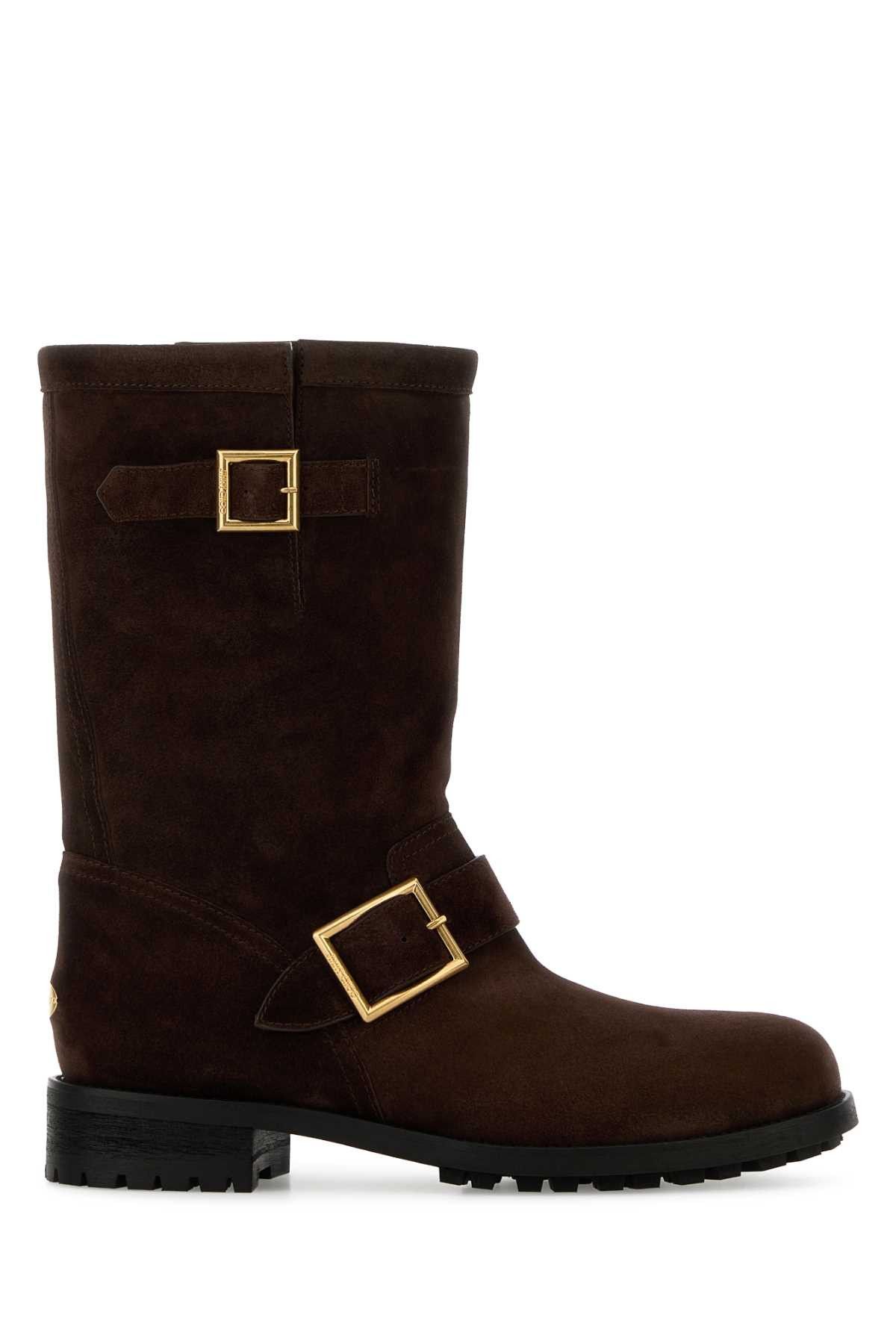 Chocolate Suede Biker Ankle Boots
