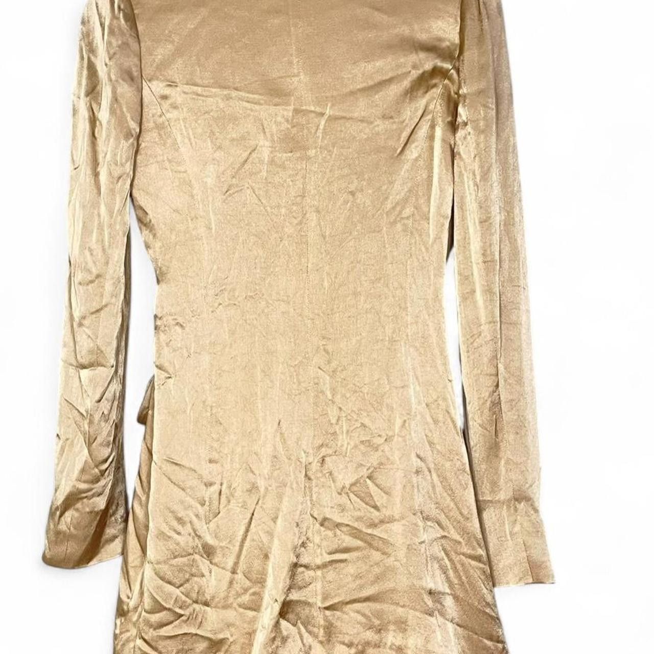 Other Meshki Modern Metallic Gold Long Sleeve Wrap Dress Size M / US 6-8 / IT 42-44 - 2 Thumbnail