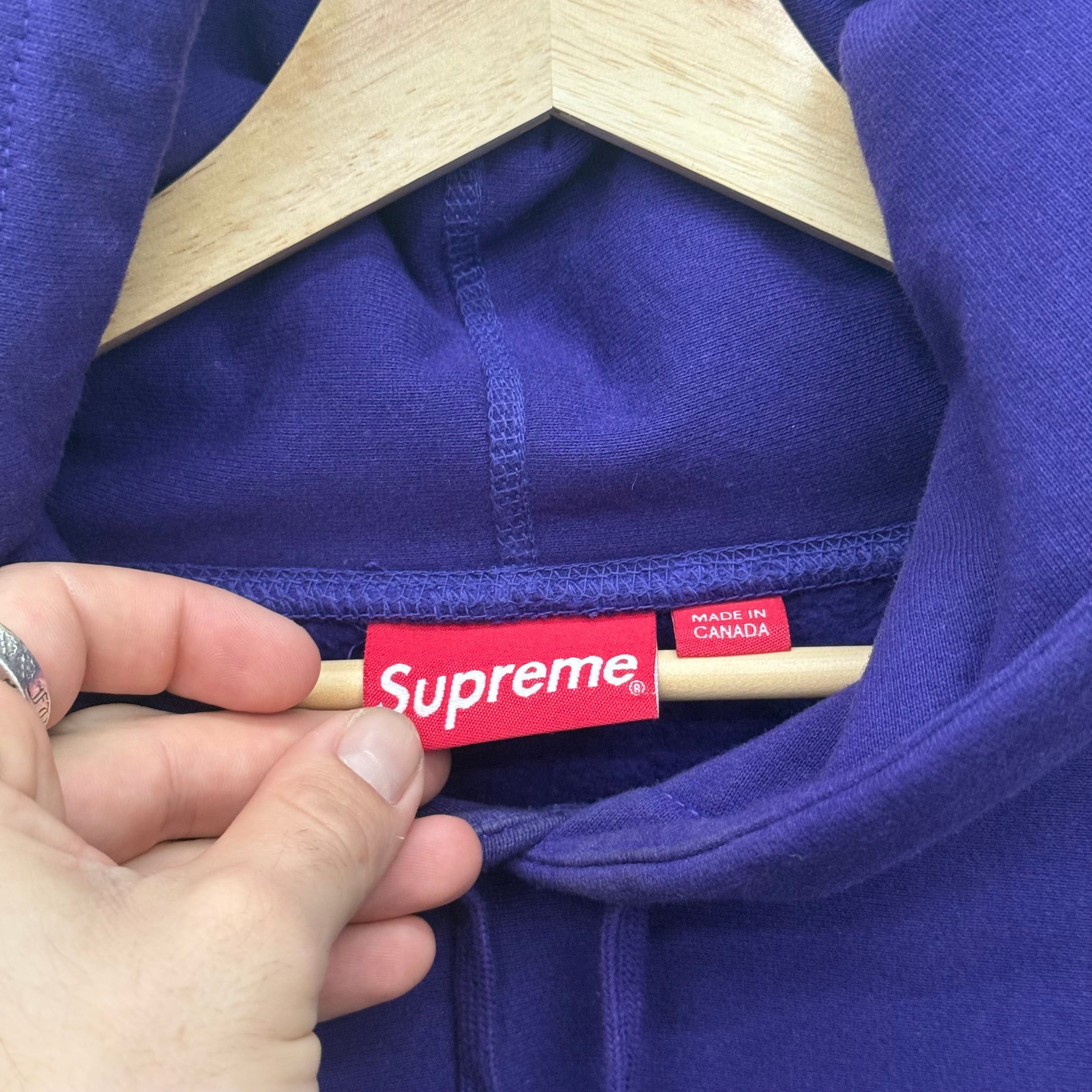 Supreme Supreme Purple Vertical Text Hoodie - Size XL Size US XL / EU 56 / 4 - 4 Thumbnail