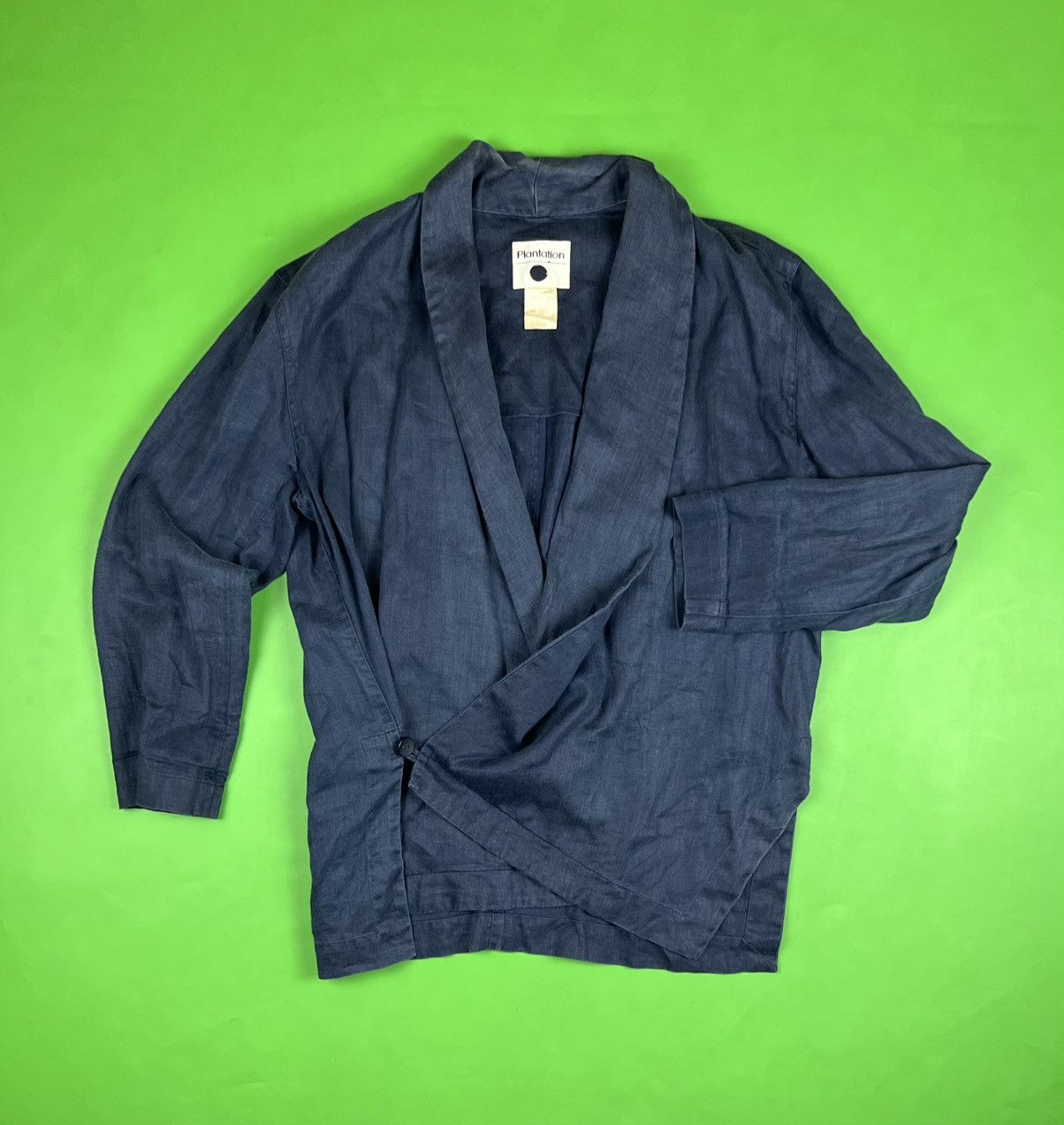 image of Plantation / Issey Miyake Linen Kimono Made In Hong Kong in Blue, Men's (Size Medium)