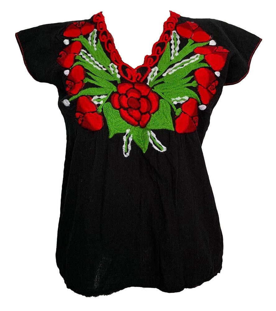 Designer Pre Owned Black Hand Made Floral Embroidered Blouse M/L Size L / US 10 / IT 46 - 1 Thumbnail