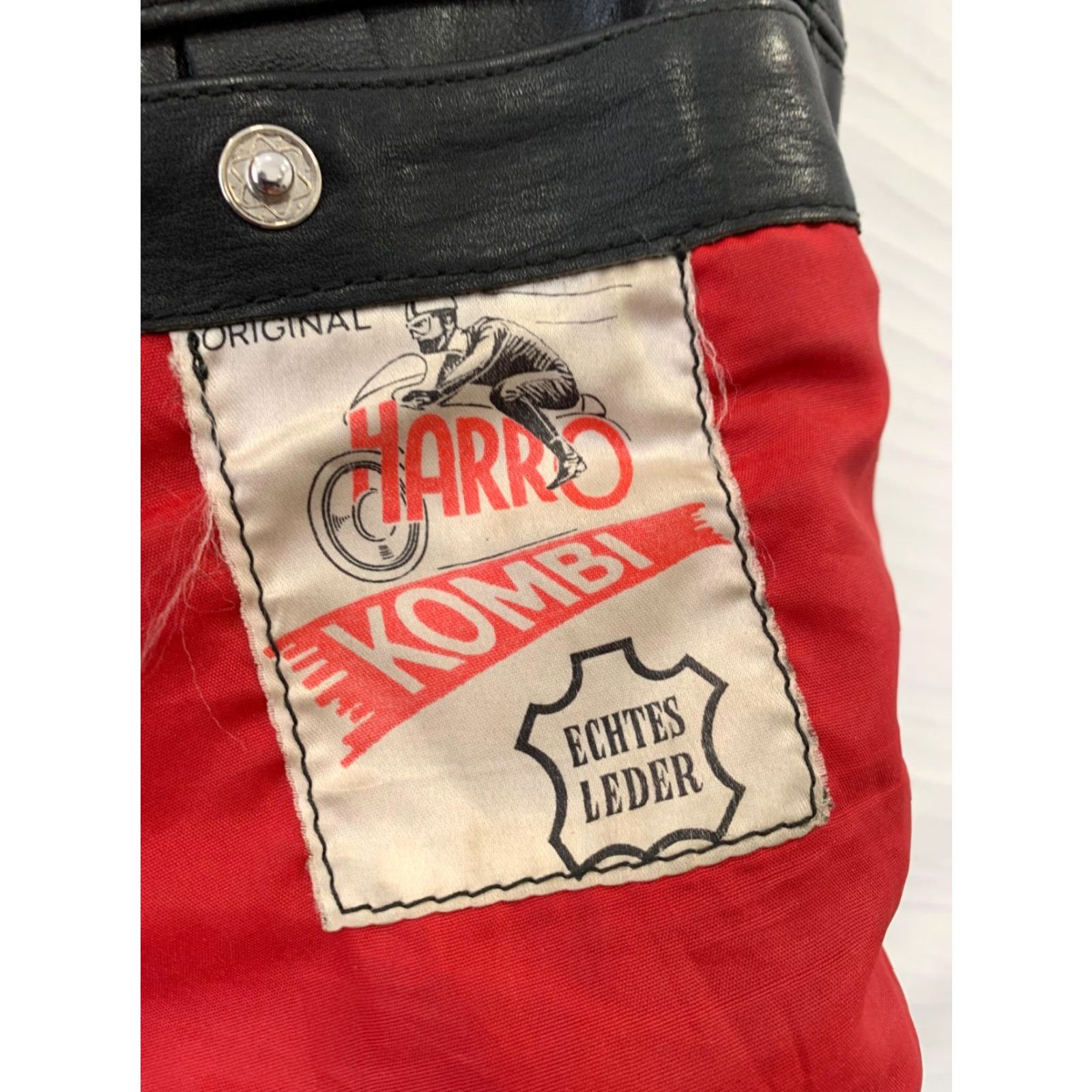 Harrods VINTAGE Harro Kombi Motorcycle Jacket Men M Leather Black Red Lining Cafe Racer #151 Size US M / EU 48-50 / 2 - 4 Thumbnail