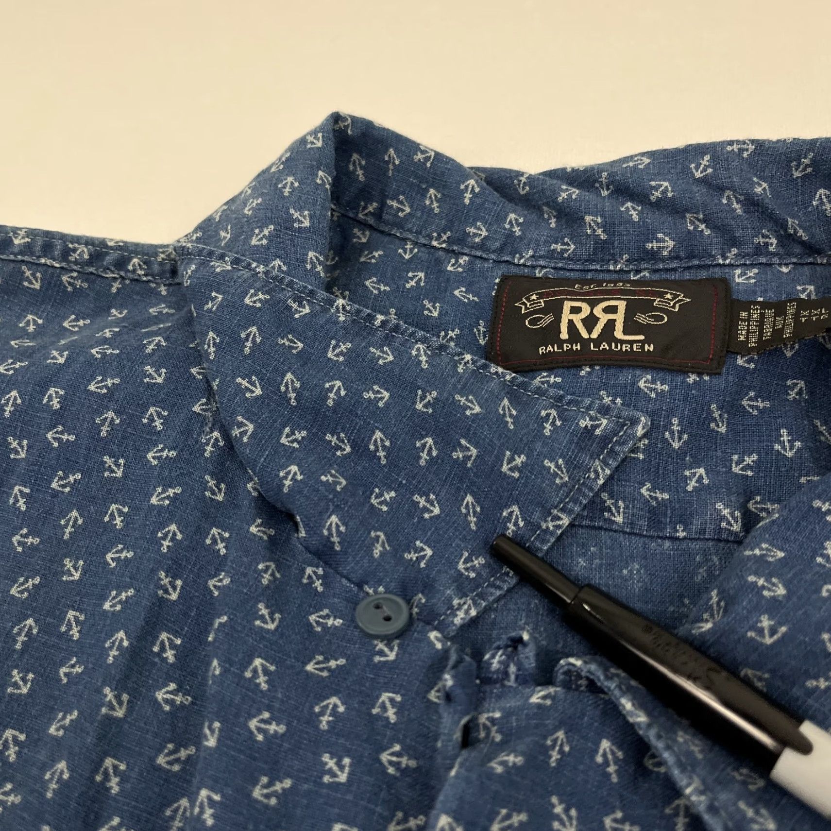 Nautica RRL Double RL Ralph Lauren Shirt Mens 2XL Blue Anchor Nautical Boat Linen Preppy Size US XXL / EU 58 / 5 - 6 Thumbnail