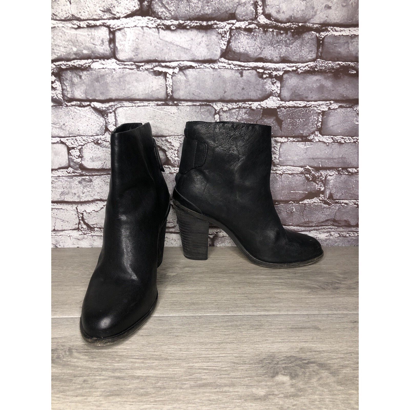 Rag & Bone Rag & Bone Black Leather Ankle Back Zip Heel Booties Women S Size US 9 / IT 39 - 19 Thumbnail