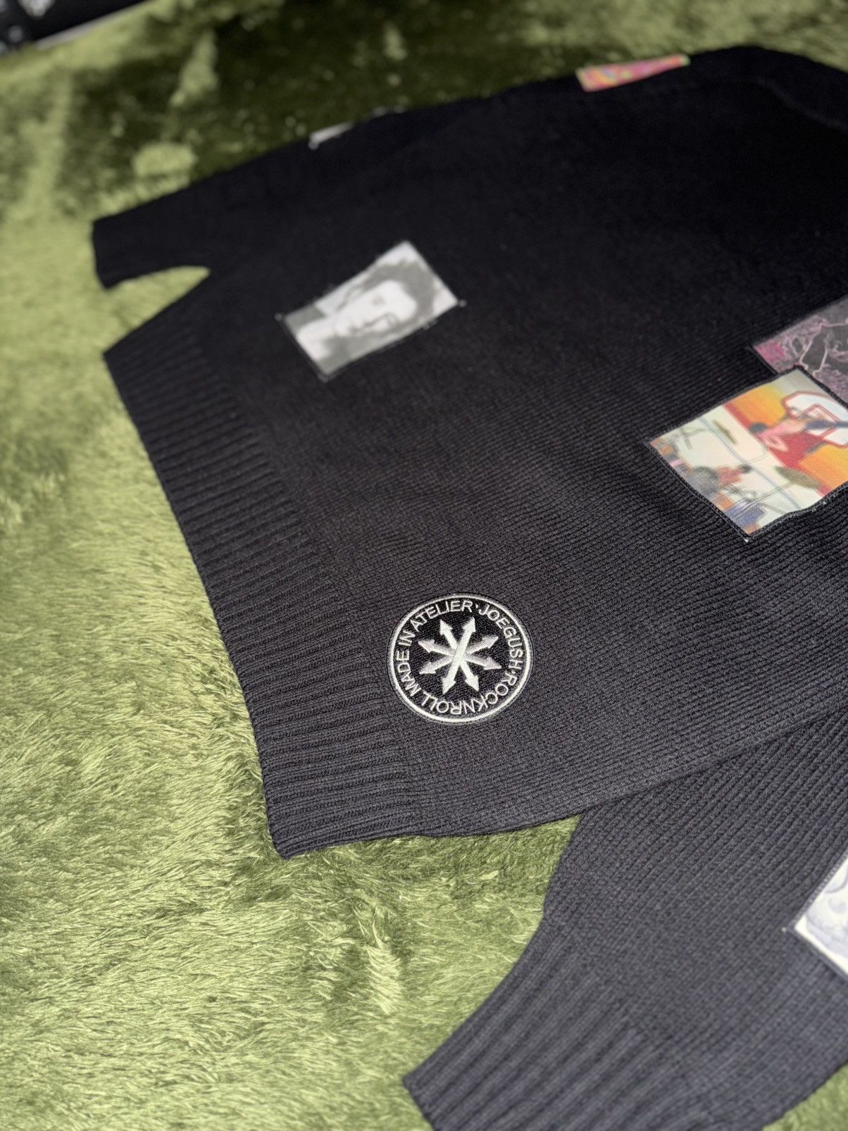 Japanese Brand [2] JOEGUSH Patch Single Pullover Knit (Black) Size US XL / EU 56 / 4 - 4 Thumbnail
