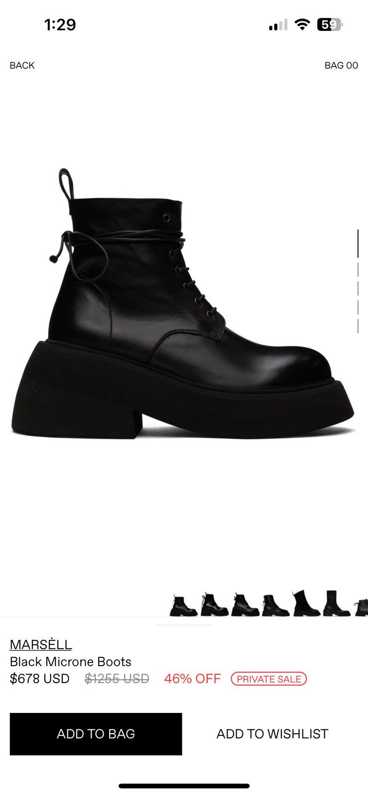 image of Marsell Black Microne Boots, Women's (Size 8)