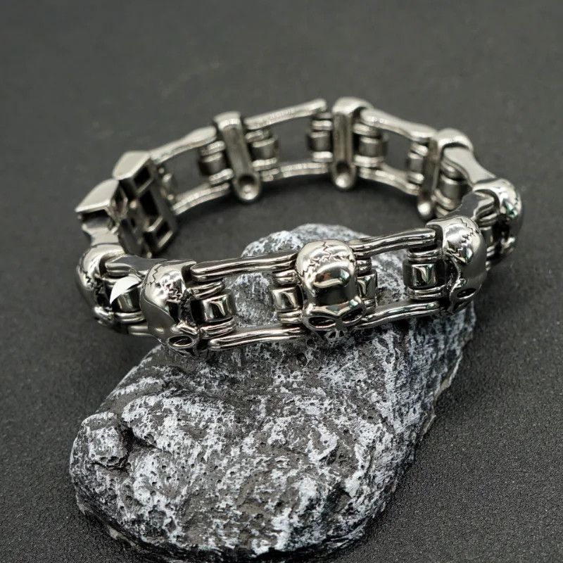 Japanese Brand × Vintage Skull Motorcycle Punk Bracelet Titanium Steel Size ONE SIZE - 1 Thumbnail