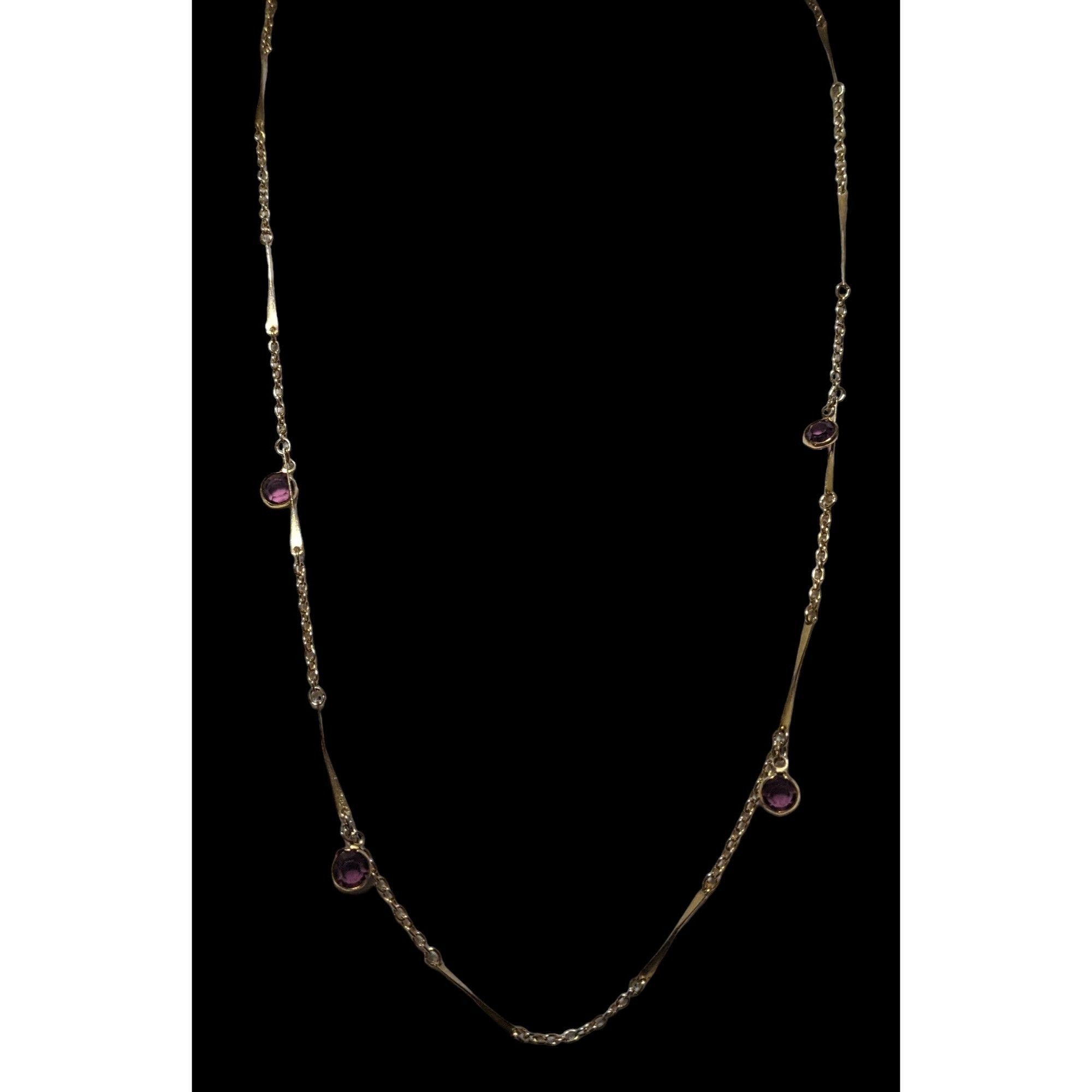 Other Abstract Gold Chain Necklace With Purple Gems Size ONE SIZE - 2 Thumbnail