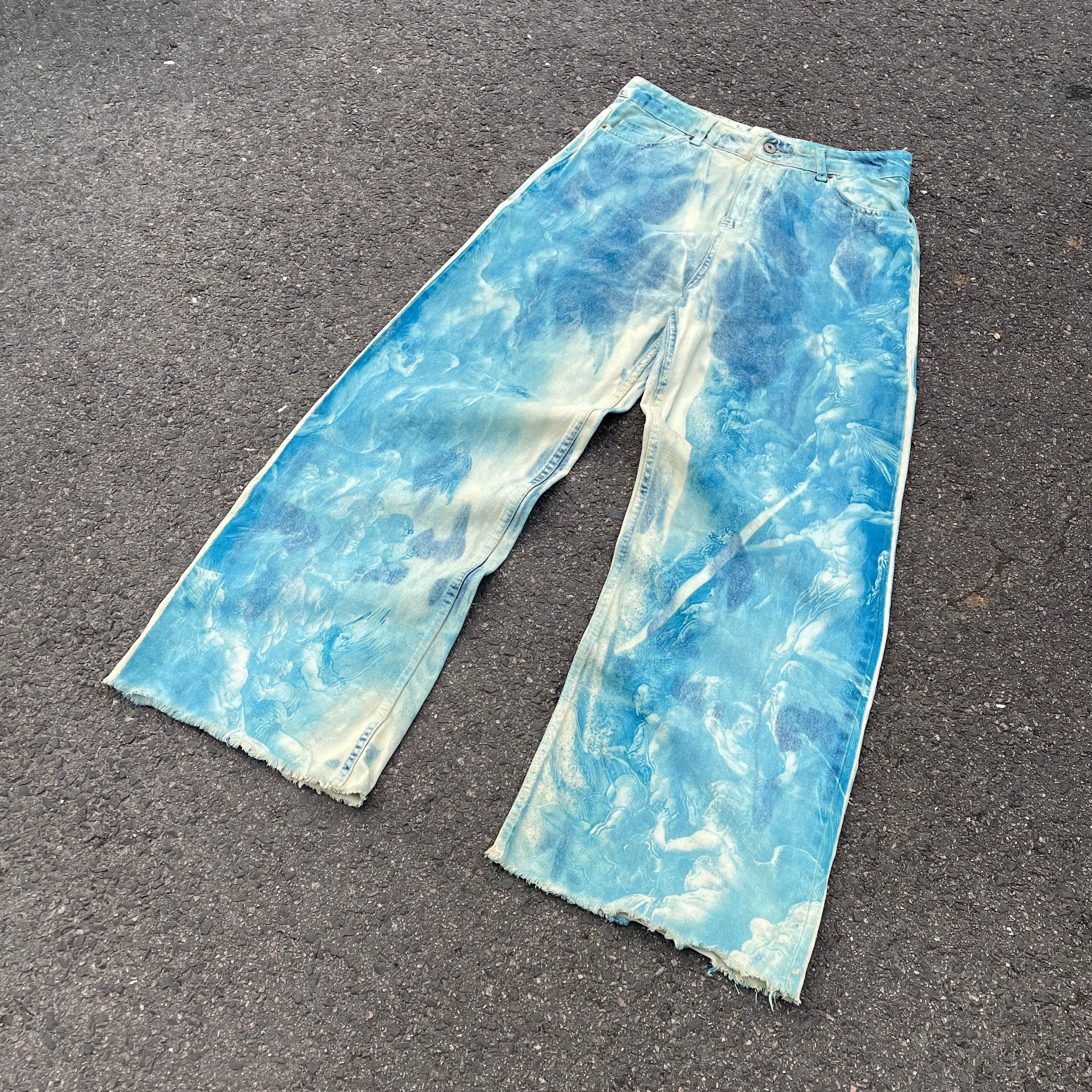 Other Custom Jeans Blue Bleached Denim Japanese Style Y2K Pants Size US 30 / EU 46 - 3 Thumbnail