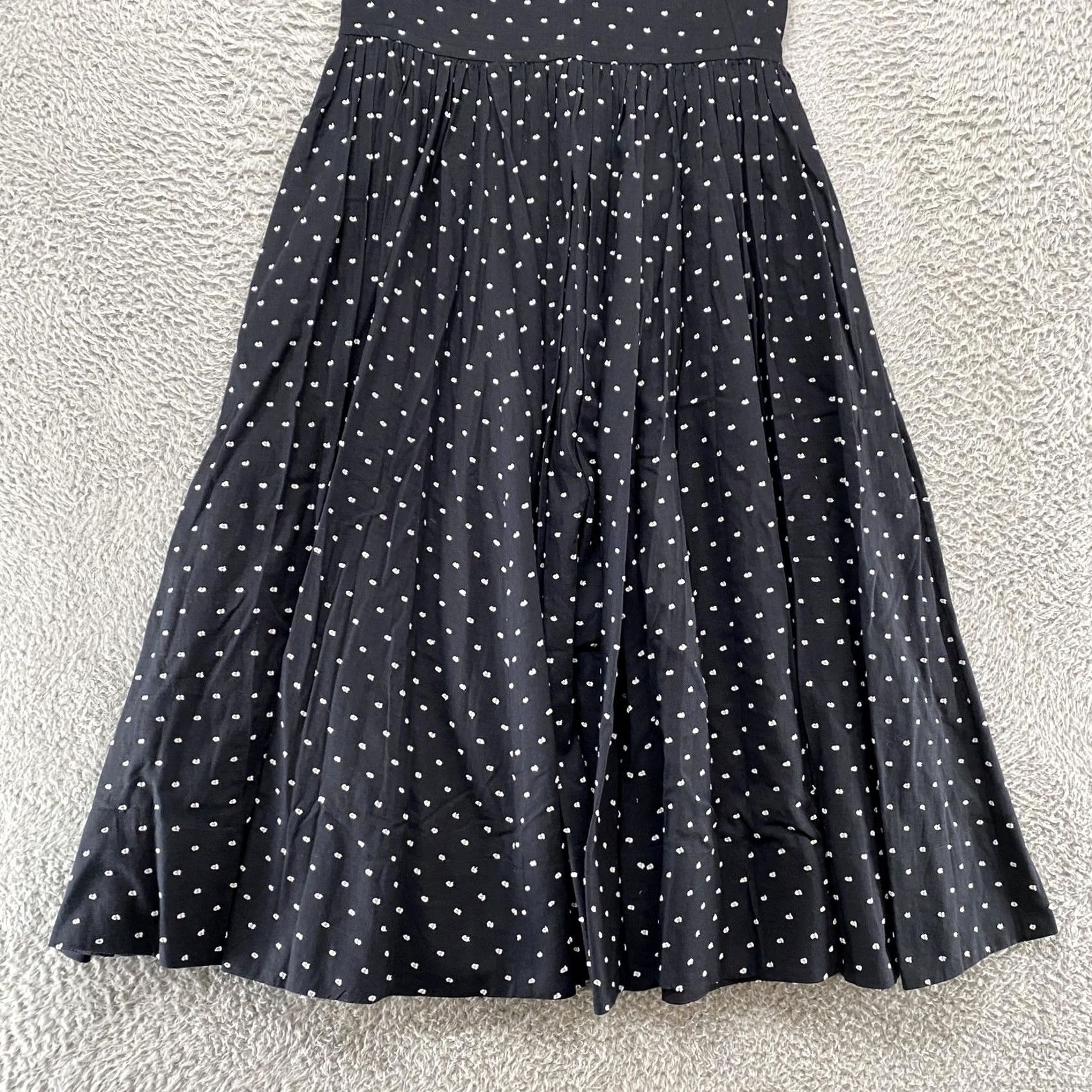 Vintage J. Peterman Dress Womens Black Midi Fit Flare High Neck Polka Dot Cotton 8 Size M / US 6-8 / IT 42-44 - 2 Thumbnail