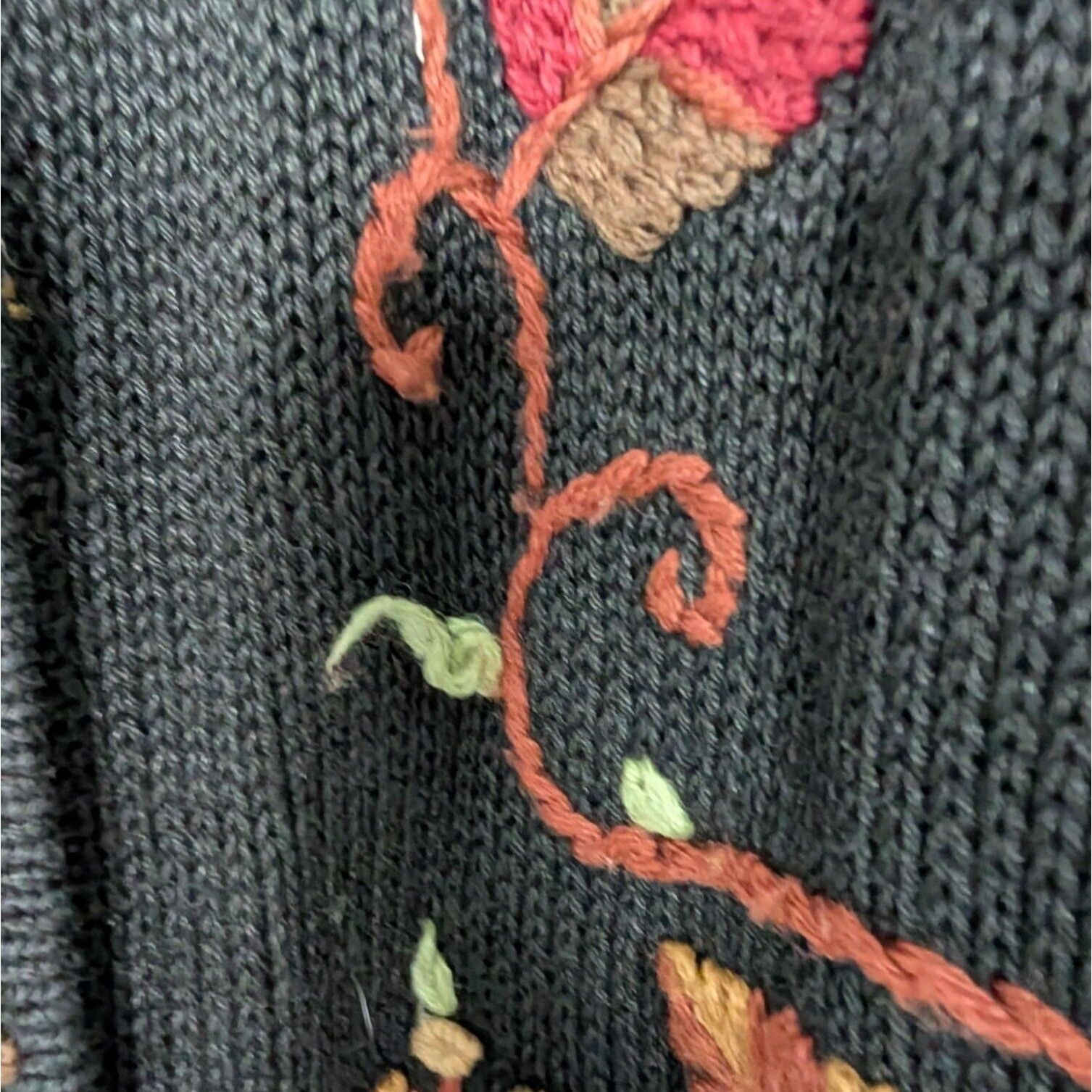 Designer Vintage All Points Embroidered Cardigan Womens Size XL Black Size XL / US 12-14 / IT 48-50 - 4 Thumbnail