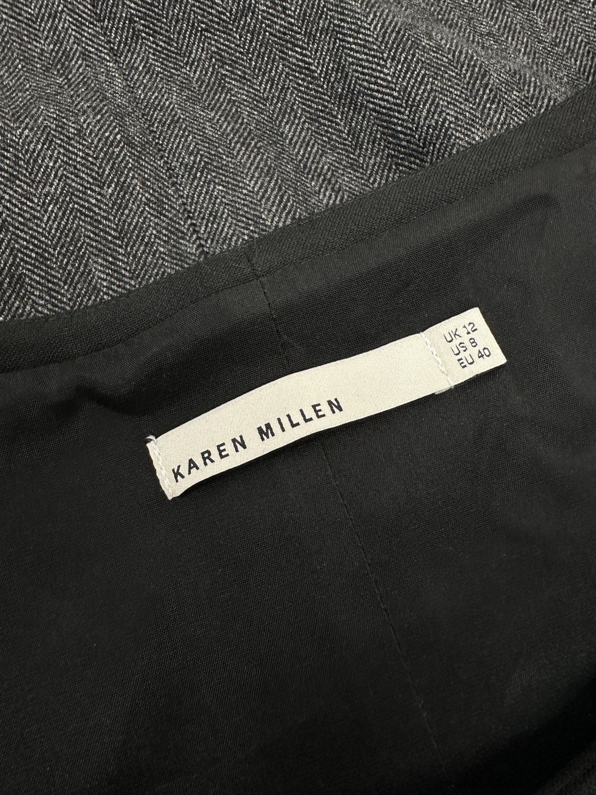Karen Millen KAREN MILLEN Gray Herringbone Wool Blend Sheath Dress UK 12 Size M / US 6-8 / IT 42-44 - 11 Thumbnail