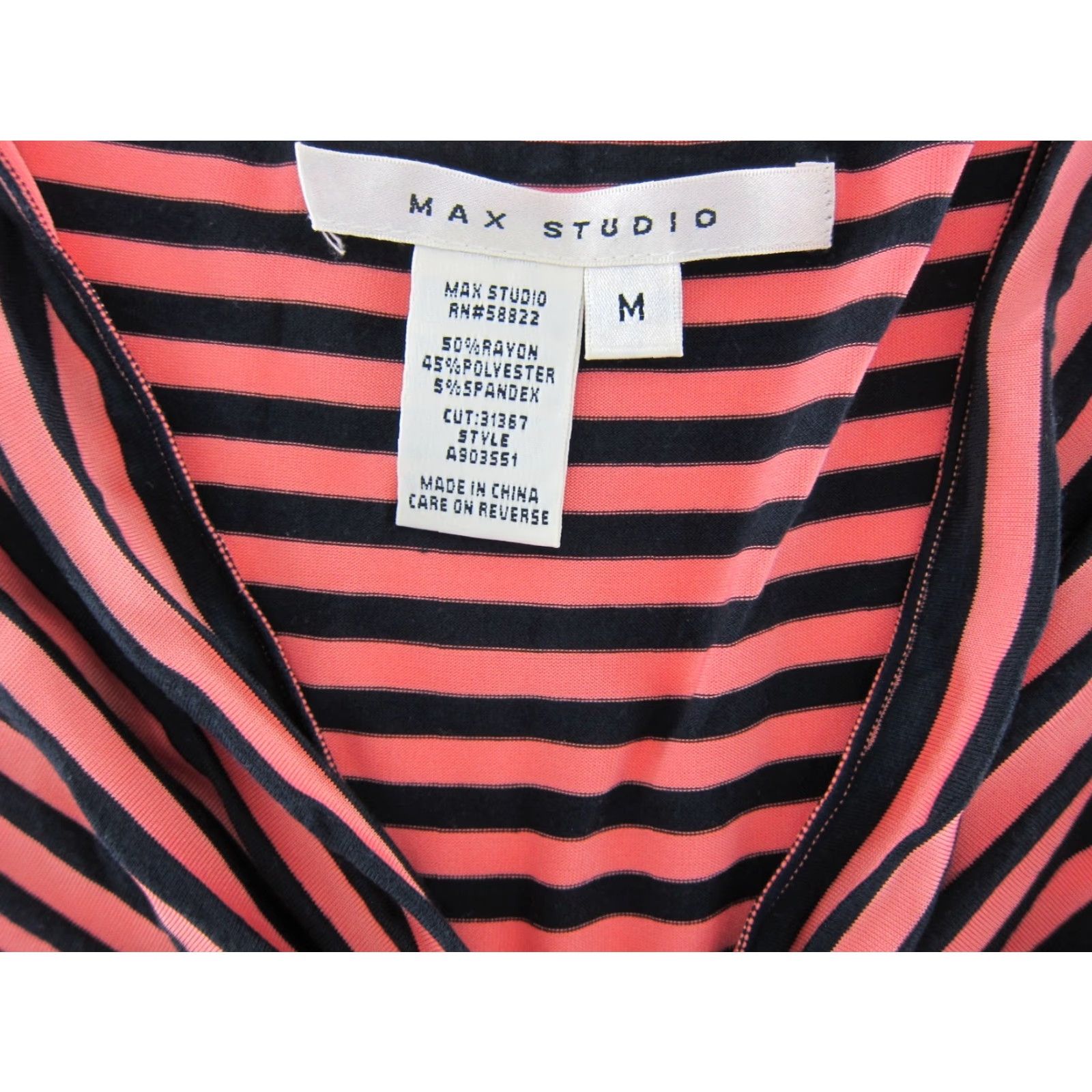 Vintage MAX STUDIO Pink Stripe Rayon Stretch Cap Sleeve Sheath Dress Medium Size M / US 6-8 / IT 42-44 - 3 Thumbnail