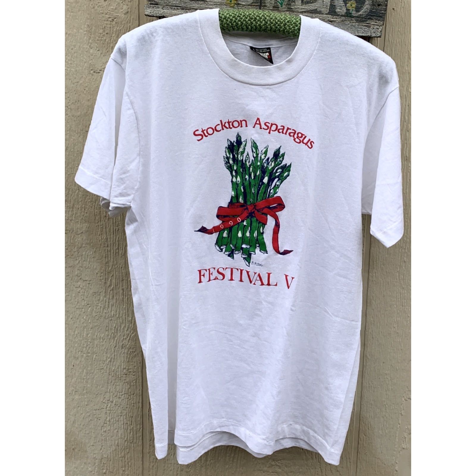 Vintage VINTAGE Stockton Asparagus Festival V T-Shirt L Made In USA White Size US L / EU 52-54 / 3 - 7 Thumbnail