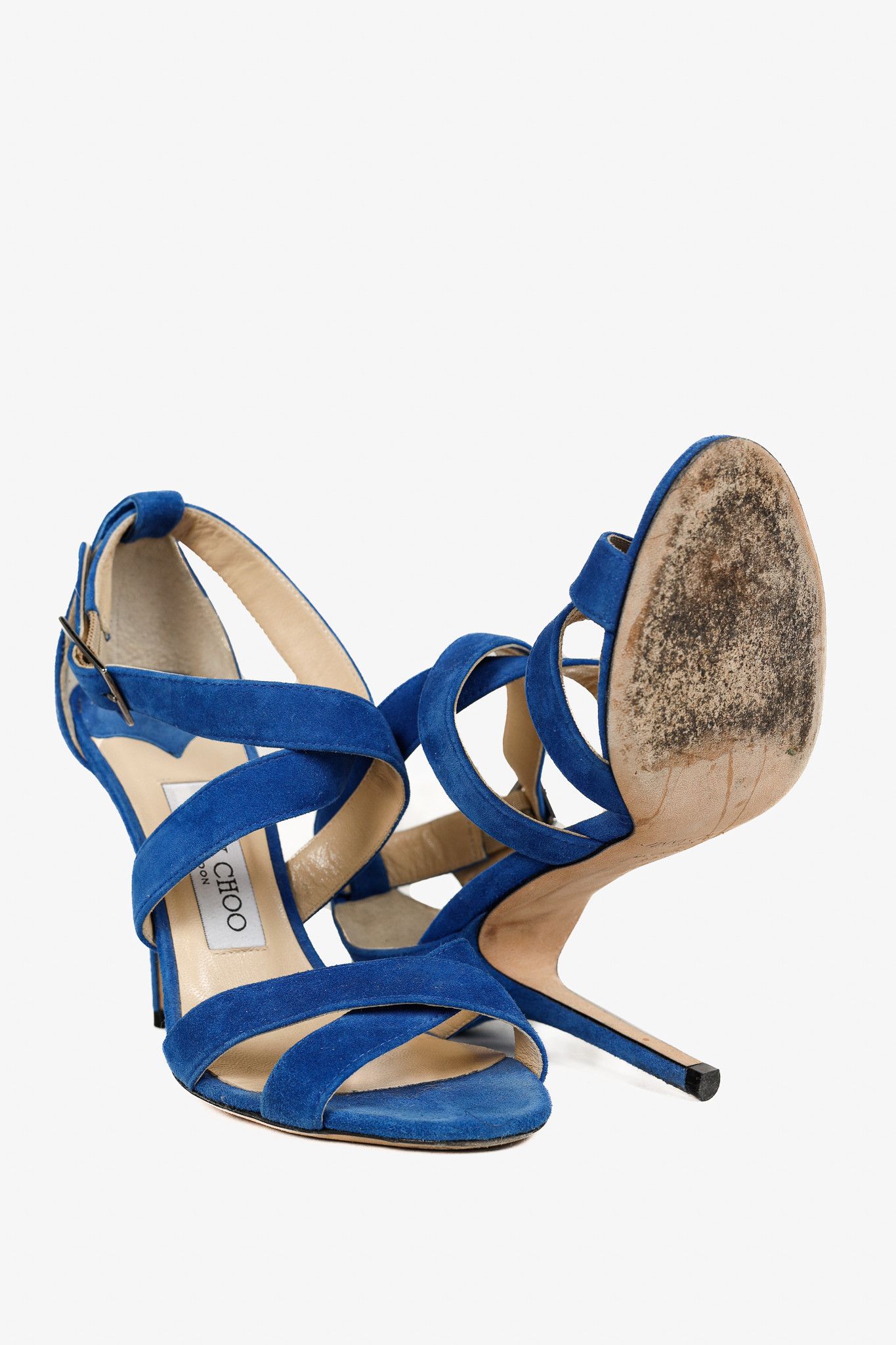 Jimmy Choo Jimmy Choo Lottie Aegean Suede Strappy Sandals Size US 6.5 / IT 36.5 - 4 Thumbnail