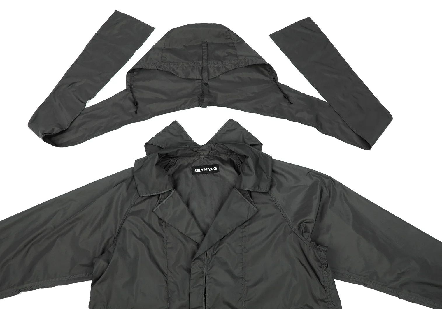 Issey Miyake Hooded Removable Design Polyester Coat in Gray Size US M / EU 48-50 / 2 - 4 Thumbnail