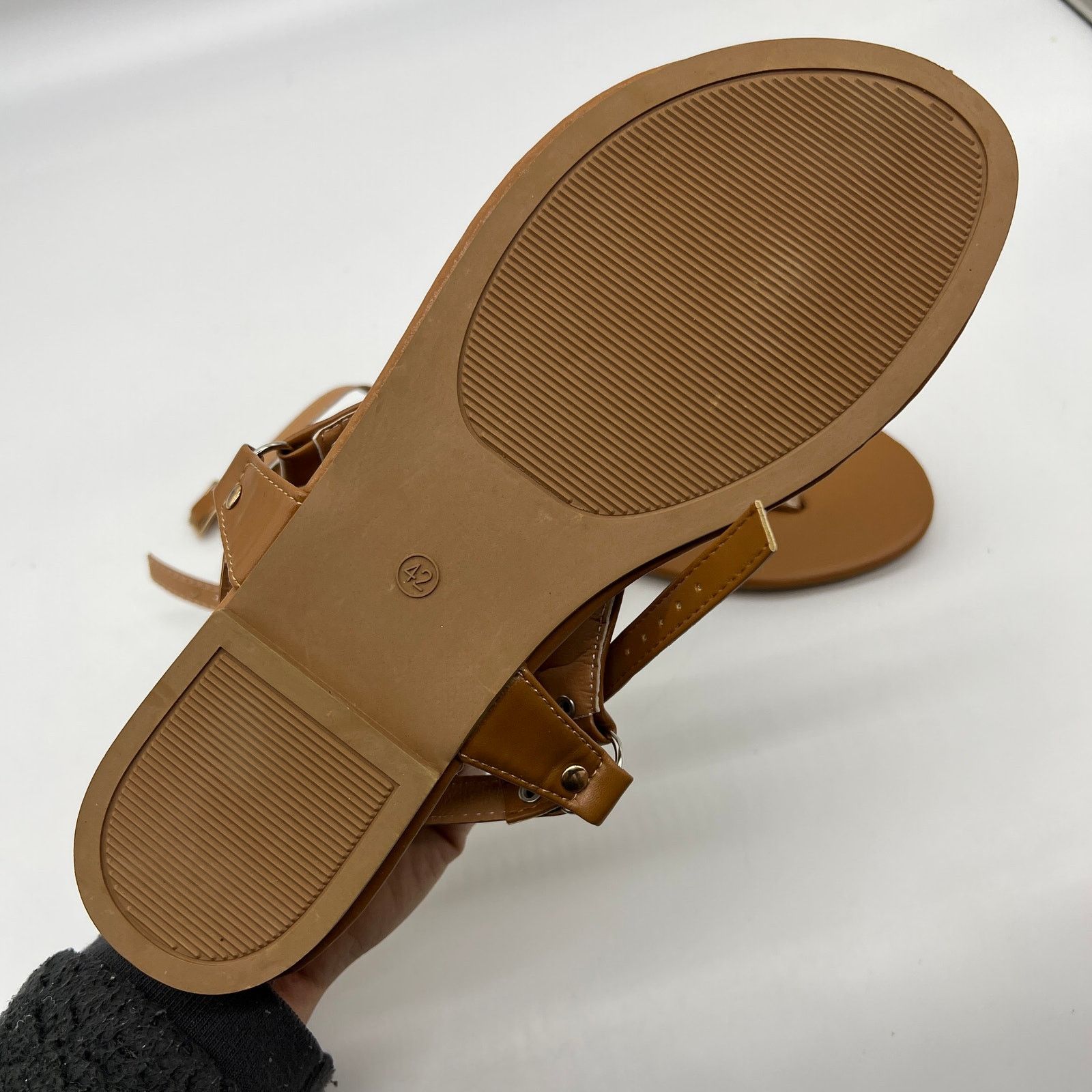 Other Thong Sandals Open Toe Shoes Flat Ankle Buckle Brow Size US 10 / IT 40 - 5 Thumbnail