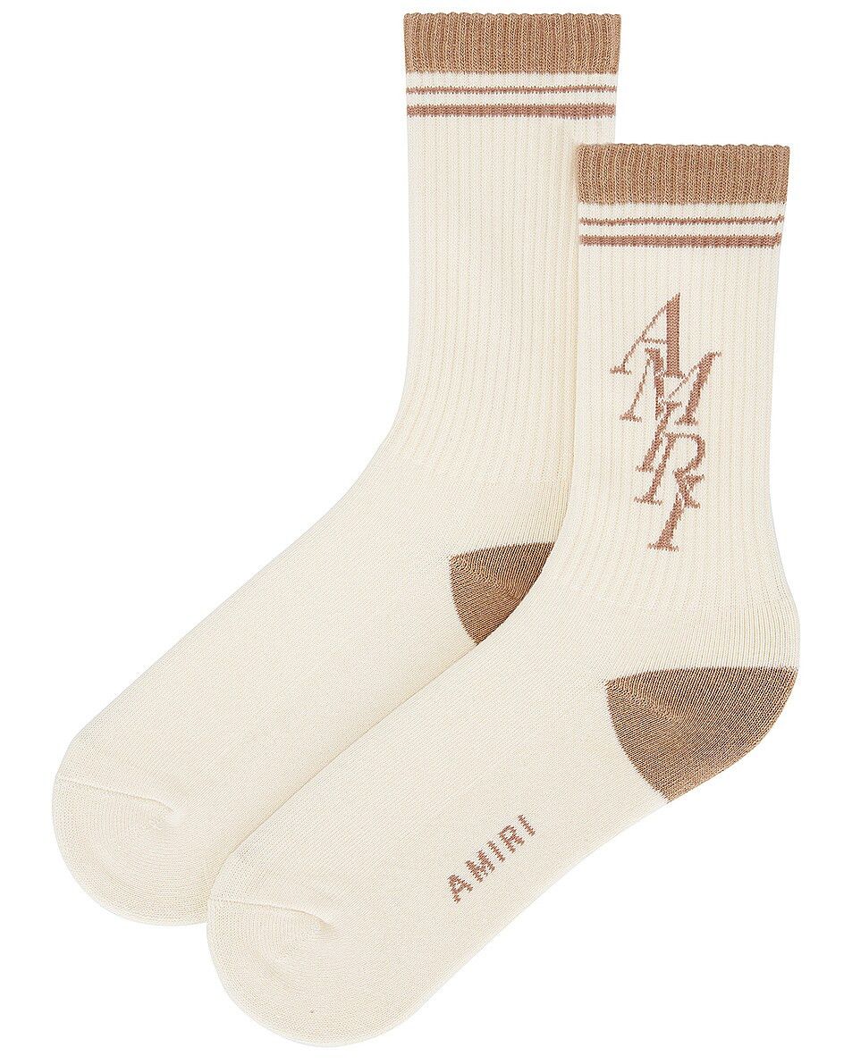 Amiri o1s1wg110525 Size: OS / MA Stripe Sock in Ivory/Brown Size ONE SIZE - 2 Thumbnail