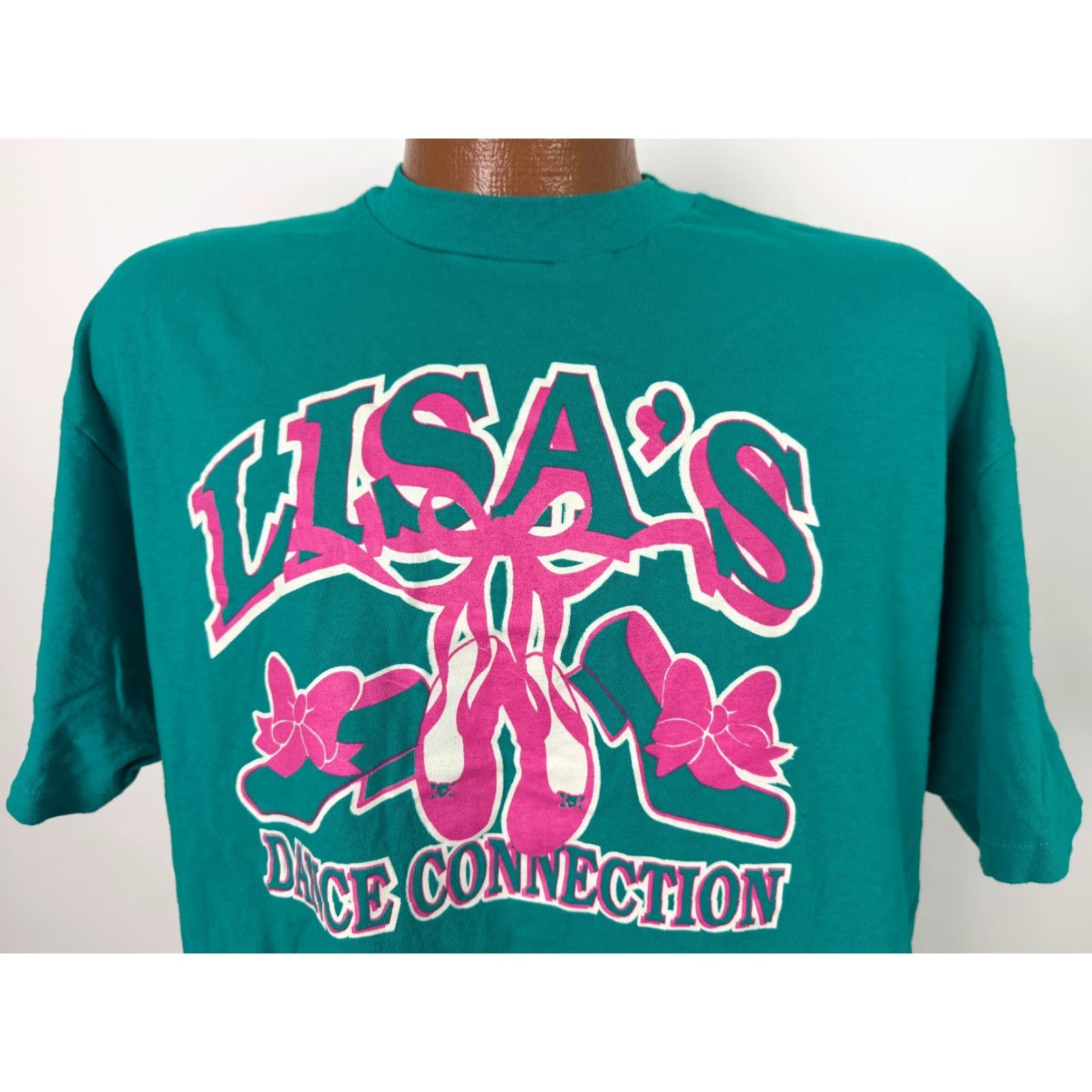 Hanes VINTAGE 90s Hanes T-Shirt Dance Connection Ballerina Pink Teal Adult XL Green 90s, Dance, Funny, Hipster, Outdoor, Sports Mens Shirt XS-XL Size US XL / EU 56 / 4 - 2 Thumbnail