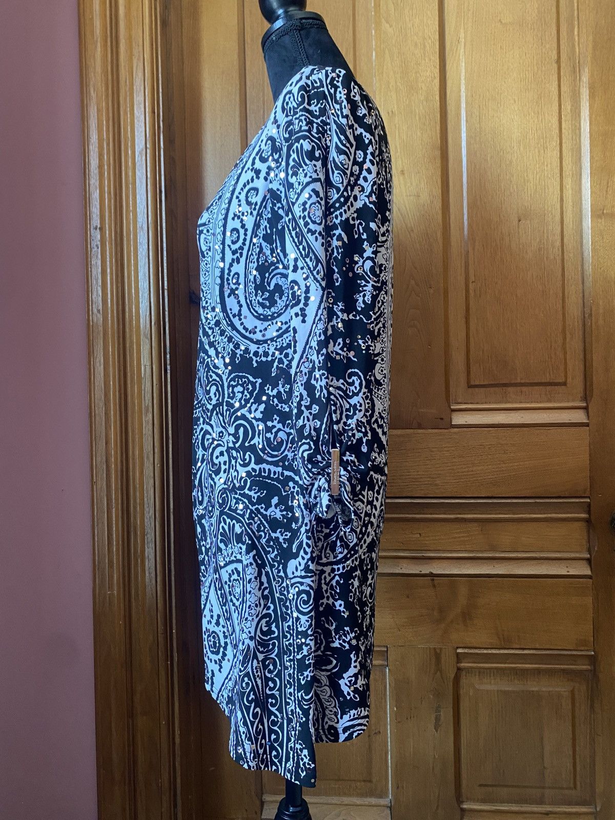 Joseph Ribkoff Joseph Ribkoff Women's Blk/White Paisley Layered Blouse Size XL / US 12-14 / IT 48-50 - 7 Thumbnail