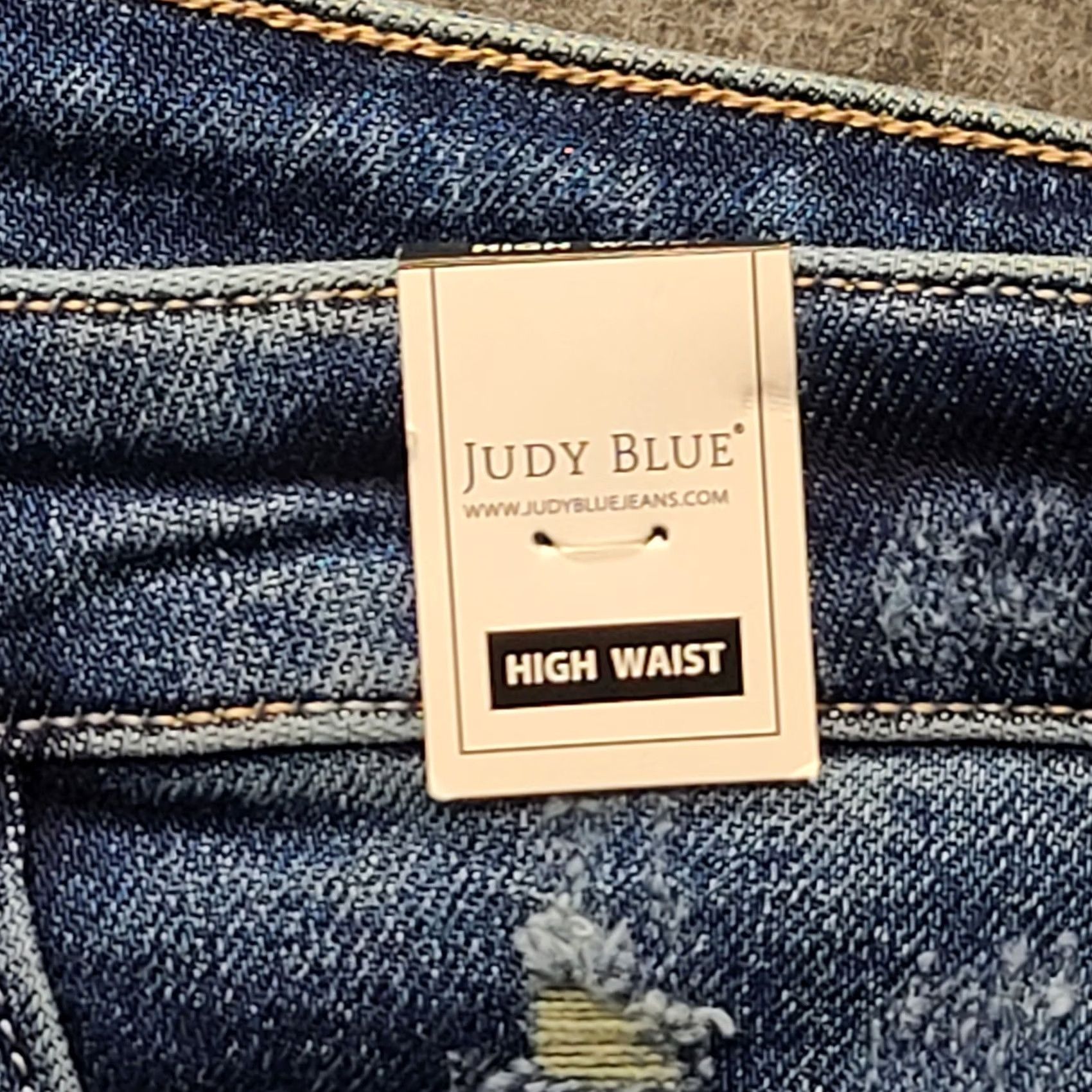 Vintage Judy Blue Shorts Womens L Cut Off Regular High Rise Distressed Stretch Denim 5-Pocket Blue Solid 90s Theme Style Casual Mens Womens Girls Size 36" / US 14 / IT 50 - 2 Thumbnail