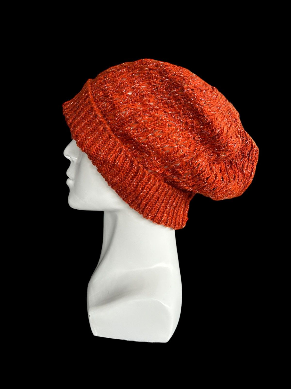 Japanese Brand × Kapital × Vintage Japanese Brand crochet knitted Orange Beanie Hats🎌☠️☠️ Size ONE SIZE - 2 Thumbnail