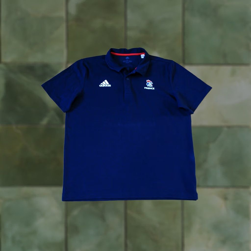 Adidas VINTAGE France National Team Handball Polo Shirt GK9725 Adidas Size Mens Large Blue 2020 Size US L / EU 52-54 / 3 - 1 Thumbnail