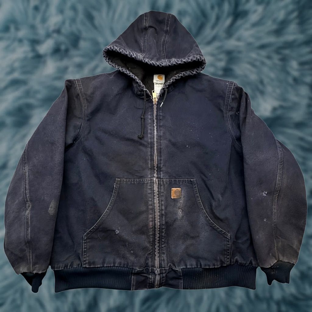 Carhartt VINTAGE Carhartt J130 Canvas Sandstone Jacket Mens XL Navy Insulated Distressed Size US XL / EU 56 / 4 - 1 Thumbnail