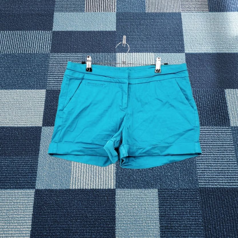 Express Express Shorts Womens 8 Blue Chino Mid Rise Cuffed Flat Front Cotton Blend Size 24" / US 00 / IT 34 - 1 Thumbnail