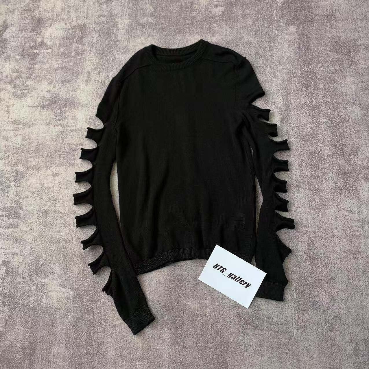Pre-owned Rick Owens Biker Level Round Neck Distressed Knit Sweater In Black