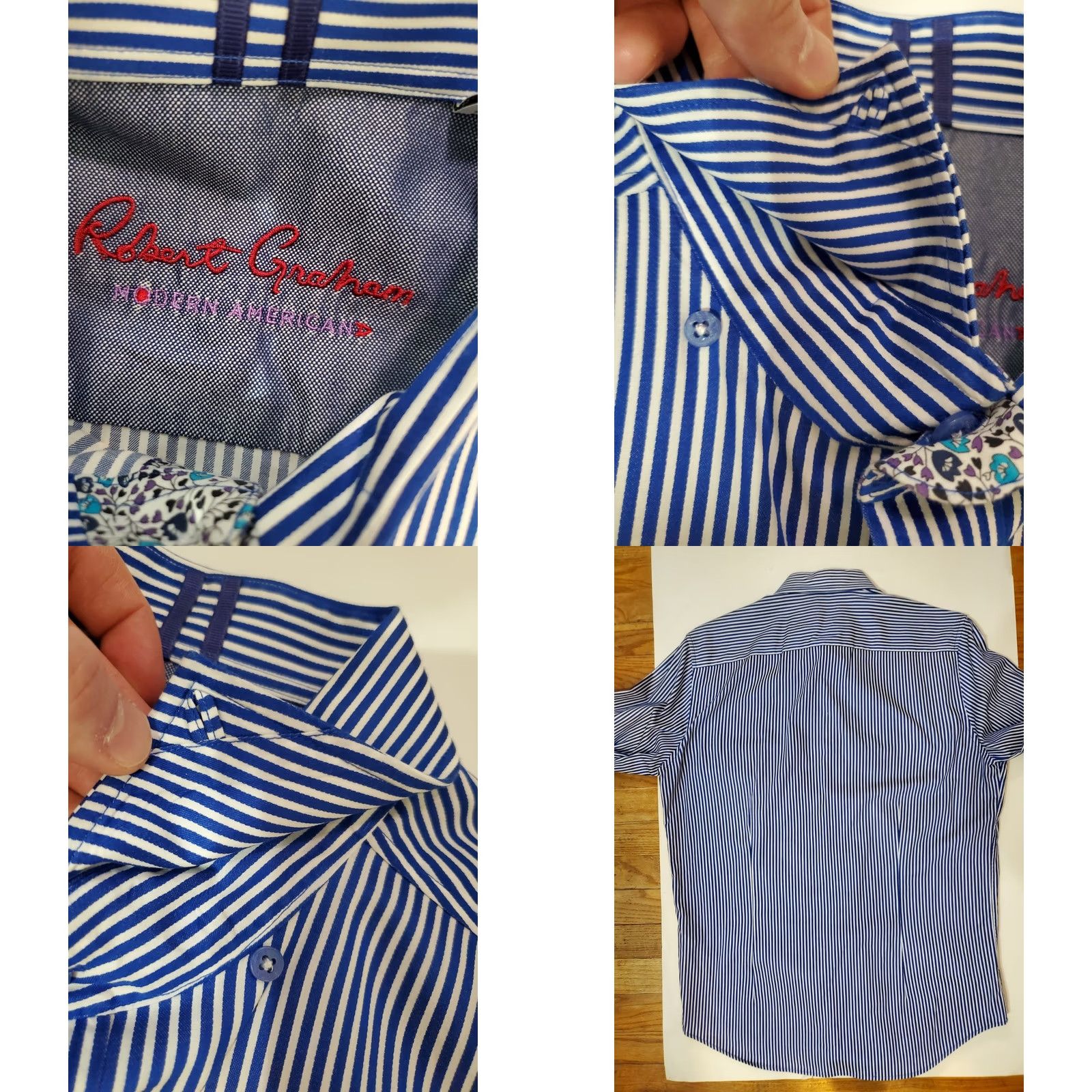 Robert Graham Robert Graham Shirt Men's L Tailored Fit Modern Americana Blue White Striped Button-Up Size US L / EU 52-54 / 3 - 8 Thumbnail