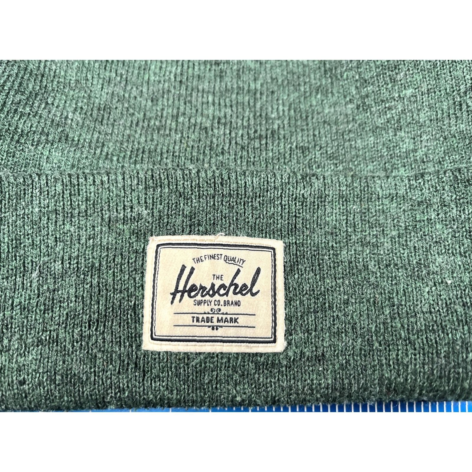 Vintage Herschel Hat Beanie Mens One Size Green Knit Patch Logo Stretch Winter Size ONE SIZE - 2 Thumbnail