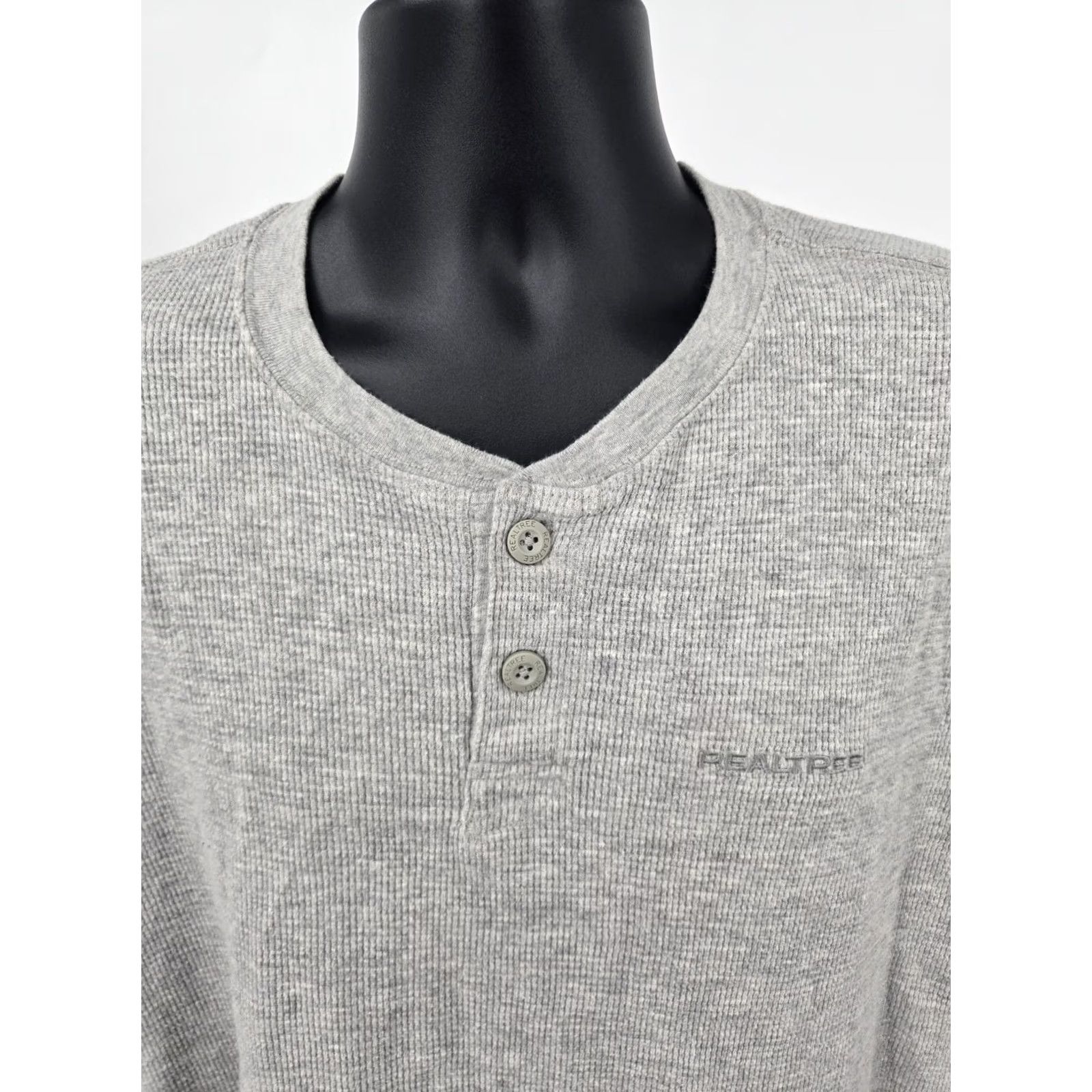 Realtree RealTree Henley Shirt XL Gray Waffle Knit Long Sleeve Hunting Camping Shirt Mens XL Gray Realtree Size US XL / EU 56 / 4 - 3 Thumbnail