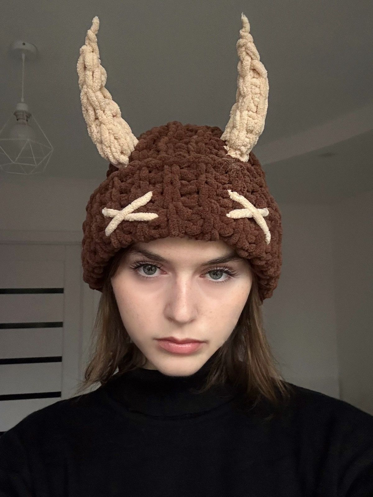 Handmade Handmade knitted puffy hat devil style Size ONE SIZE - 1 Thumbnail