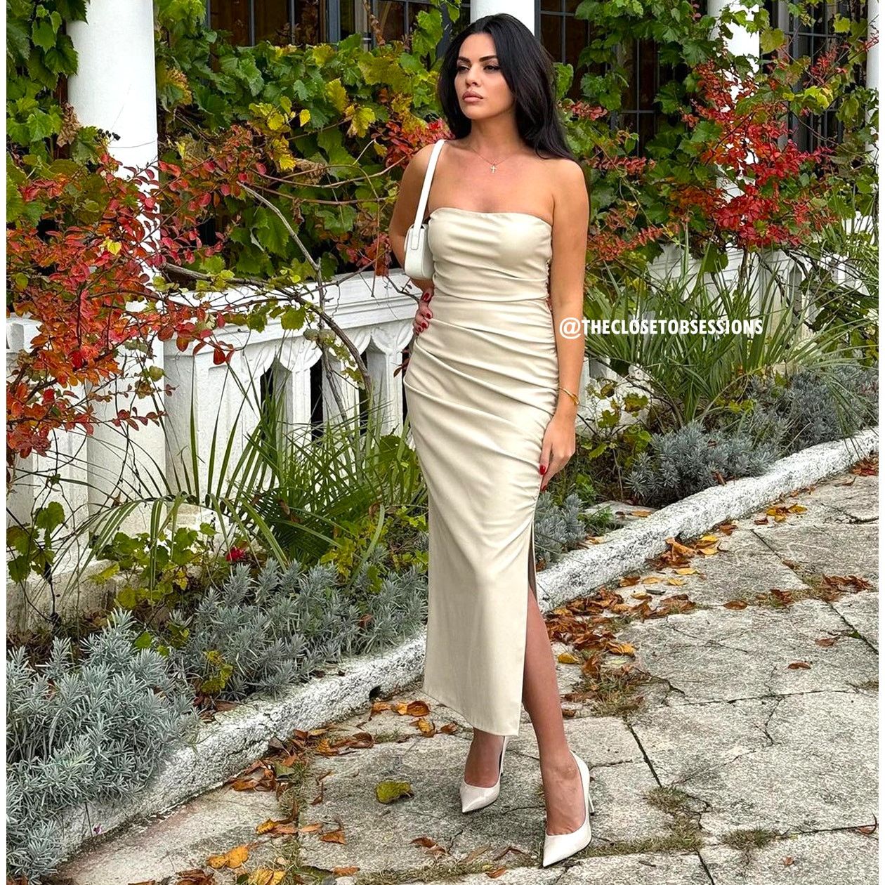 Zara ZARA Strapless Faux Leather Midi Dress NWT Beige Size M / US 6-8 / IT 42-44 - 6 Thumbnail