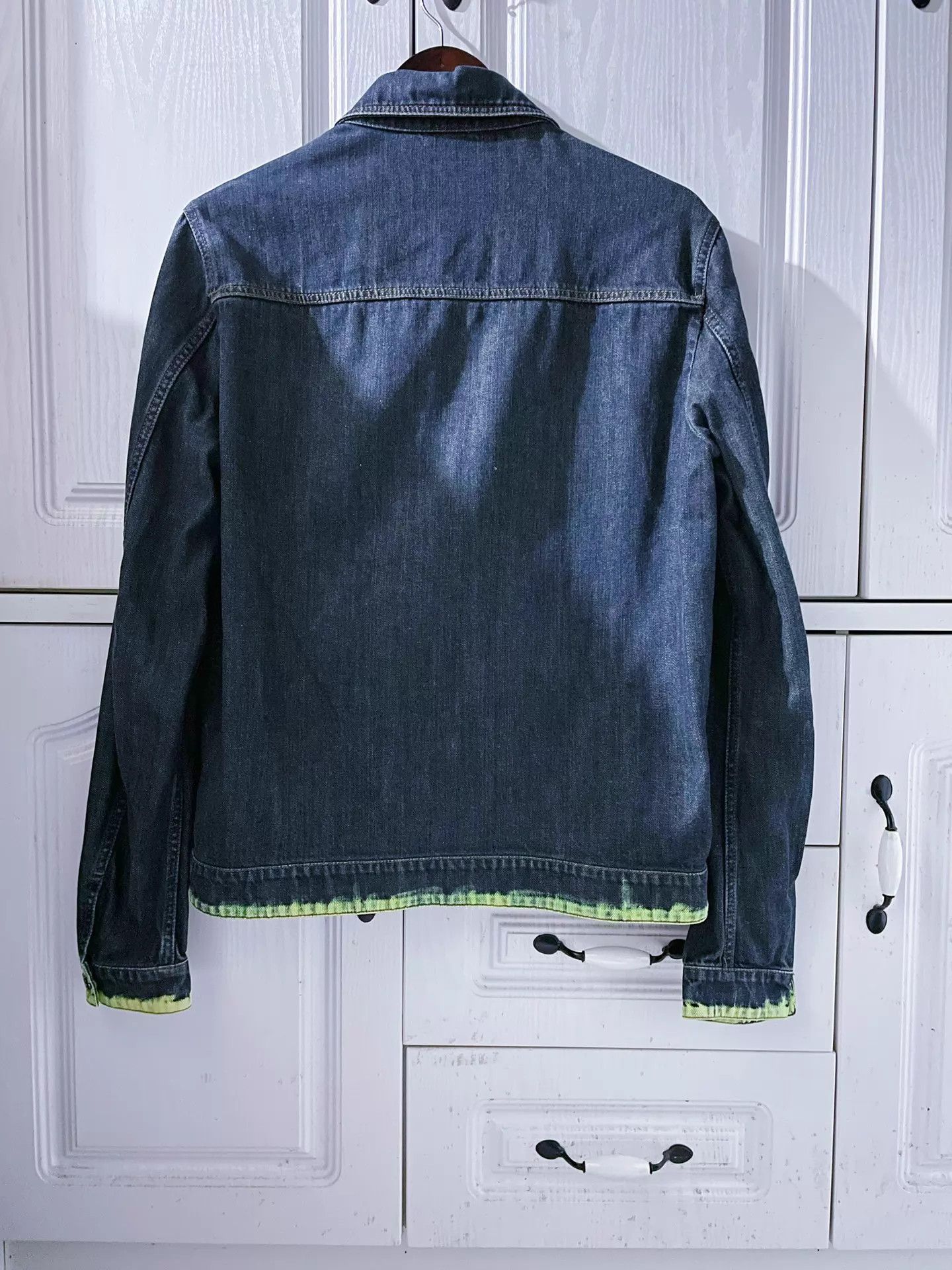 Versace Versace VJ Neon Green Trim Denim Jacket Runway Size S Size US S / EU 44-46 / 1 - 2 Thumbnail