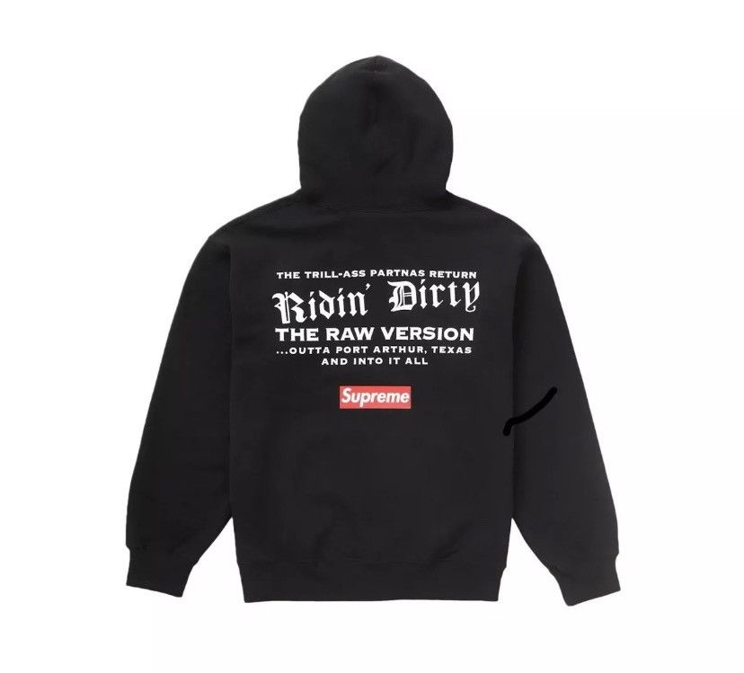 Supreme X UGK Ridin’ Dirty Hoodie Black XL
