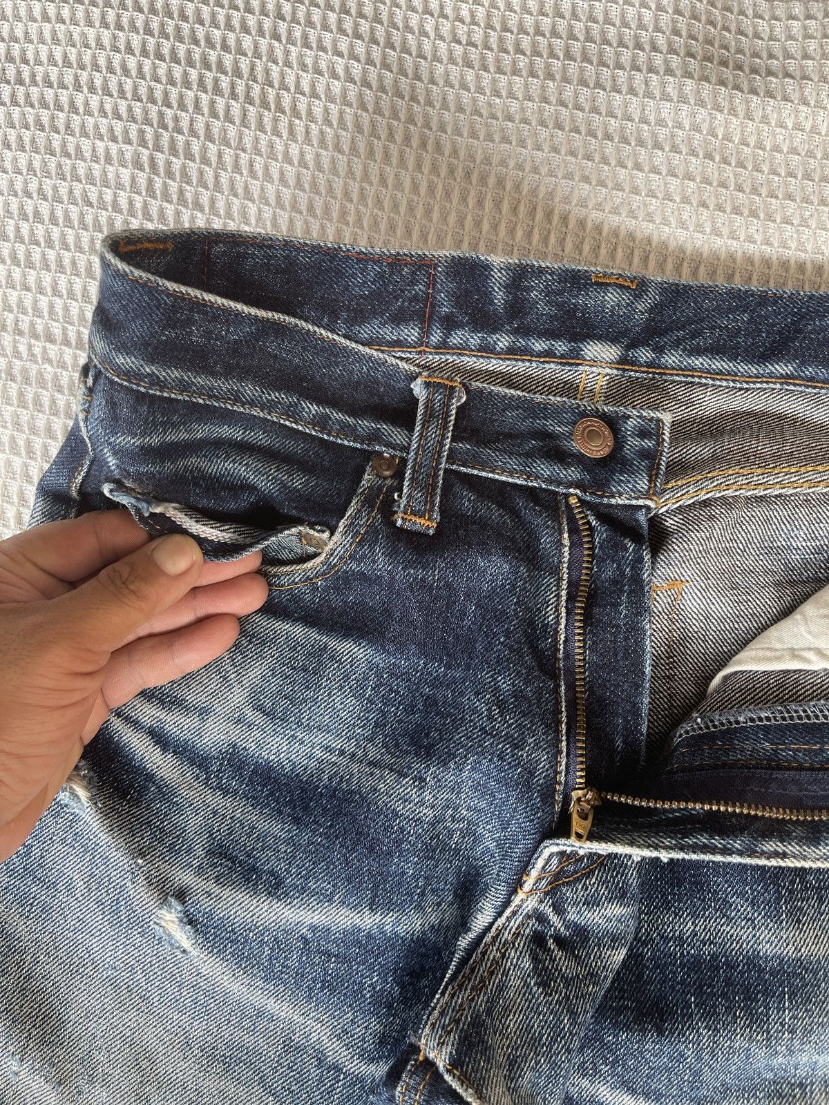 KOJIMA GENES Rare🔥Kojima Genes 21oz Distressed Denim Jeans Size US 30 / EU 46 - 10 Thumbnail